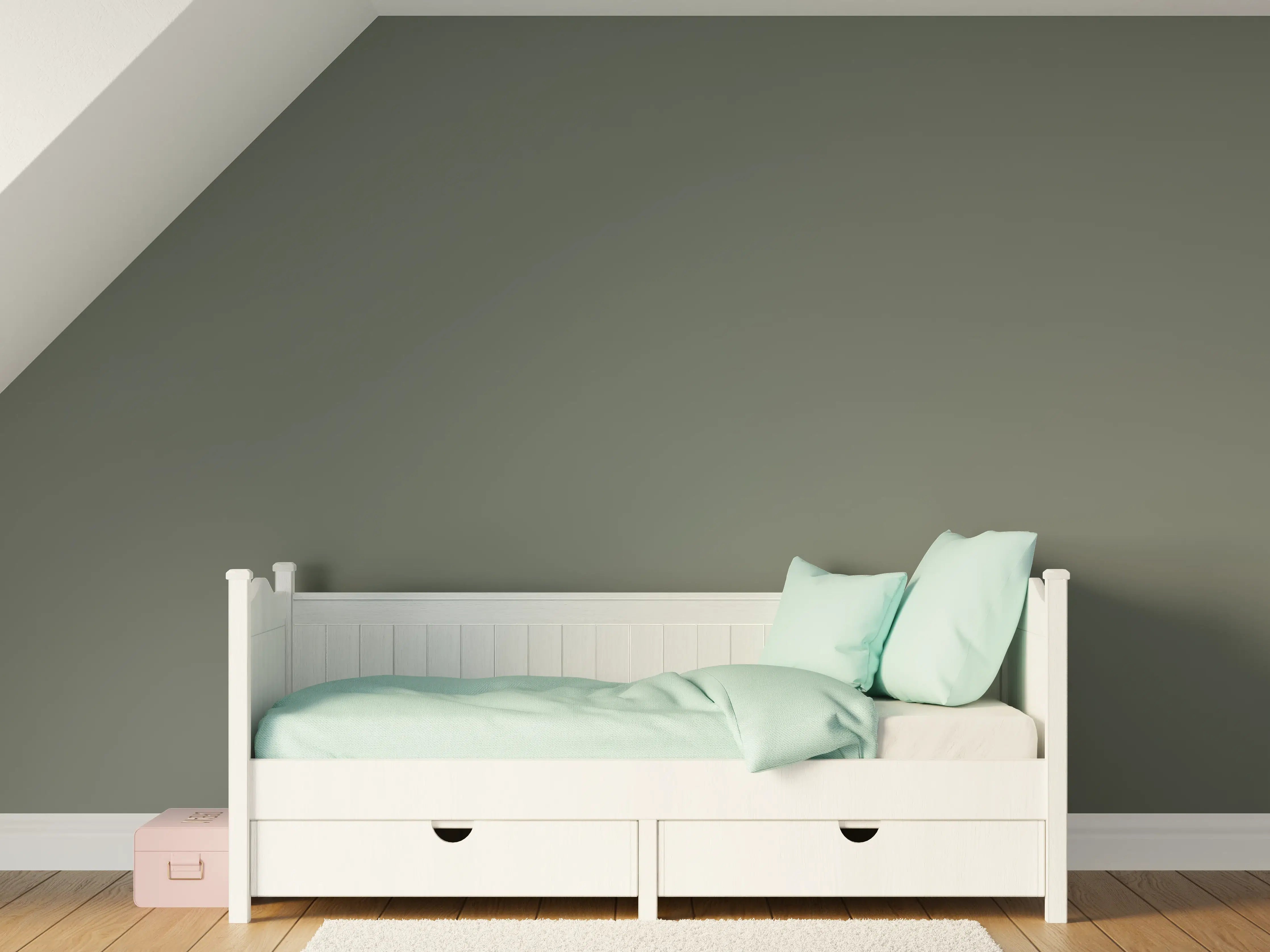 Kinderzimmer Wandgestaltung - RAL 7009 (Grüngrau)