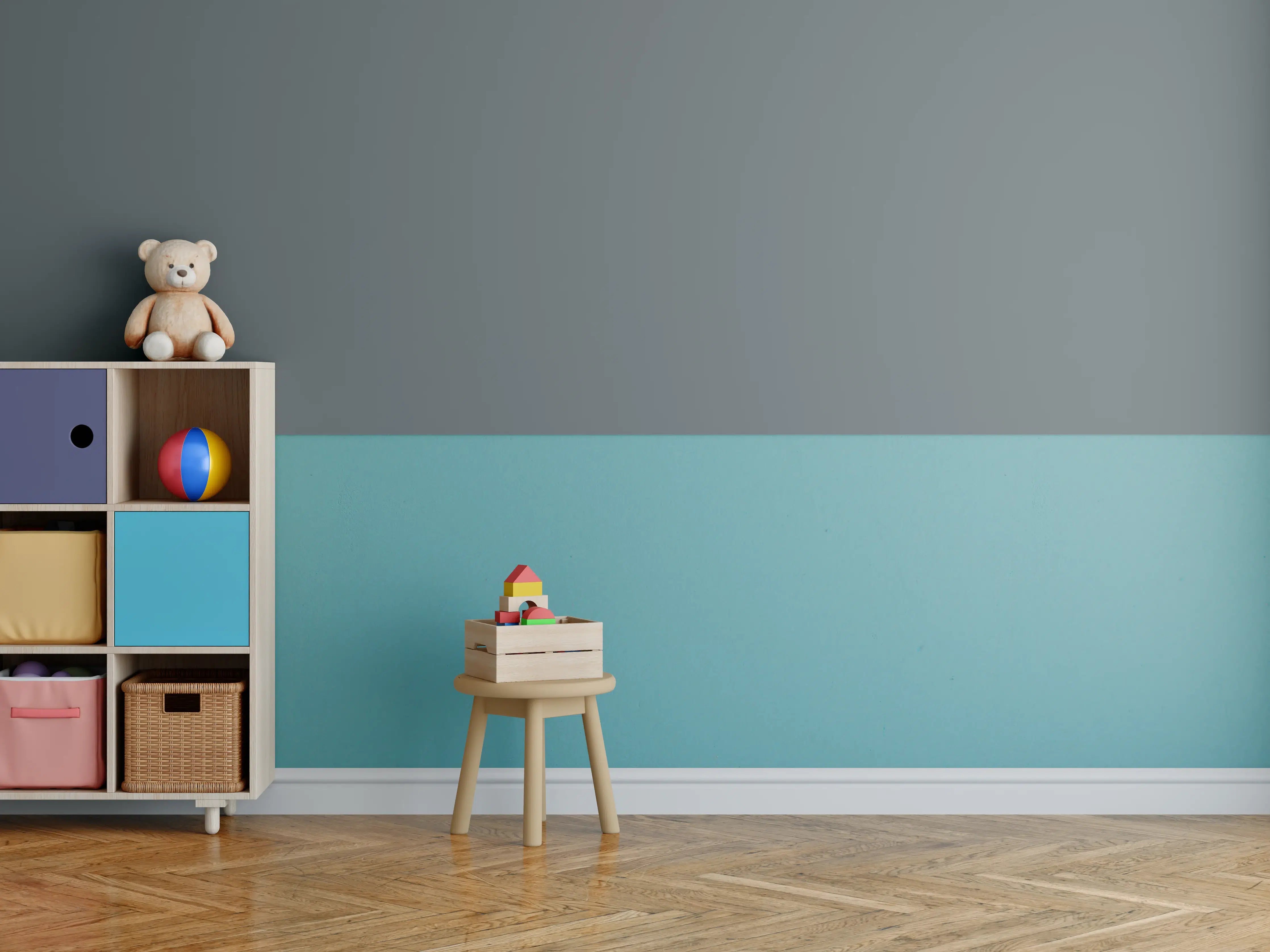 Kinderzimmer Wandgestaltung - RAL 7012 (Basaltgrau)