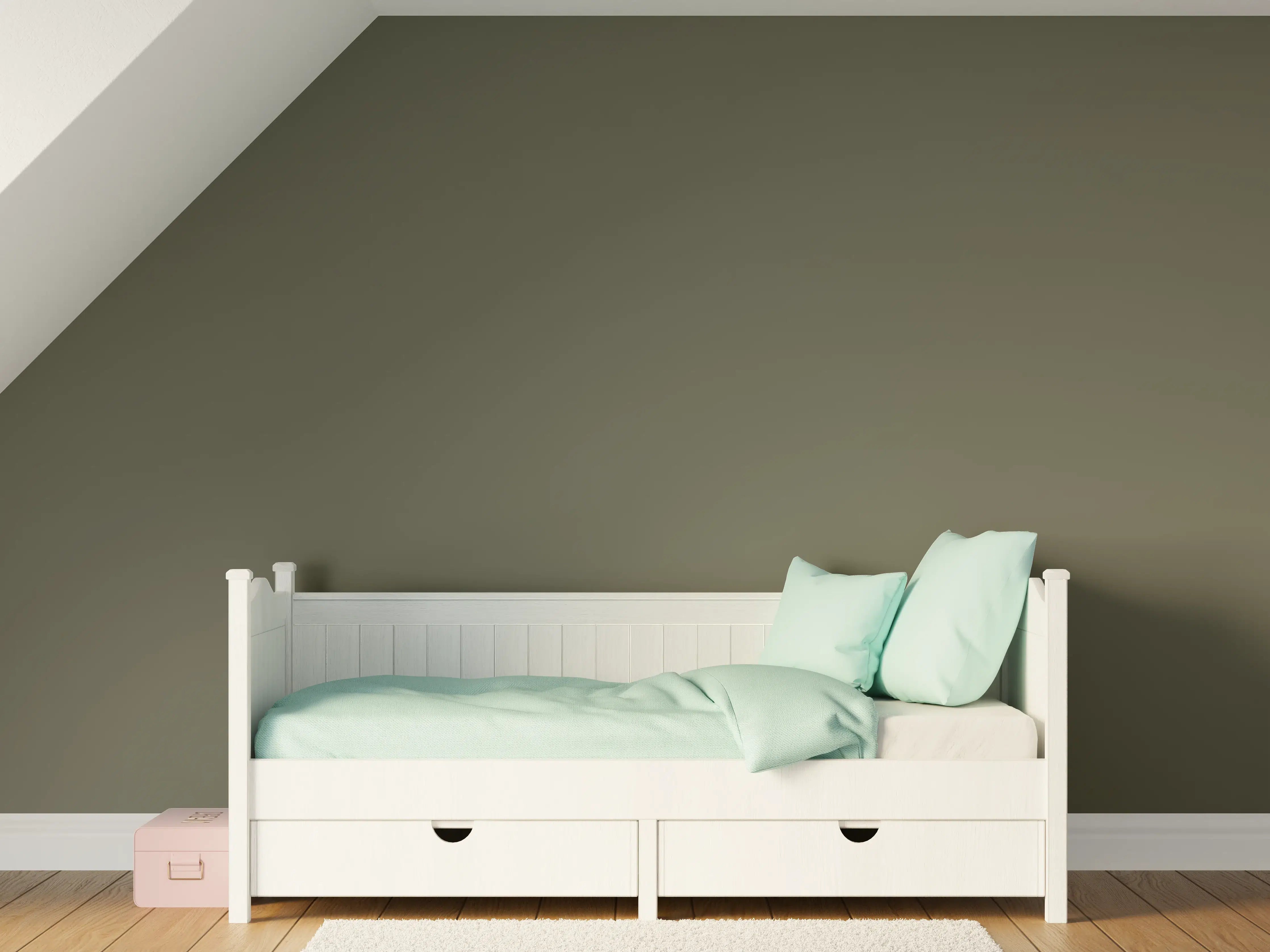 Kinderzimmer Wandgestaltung - RAL 7013 (auch braun-grau)
