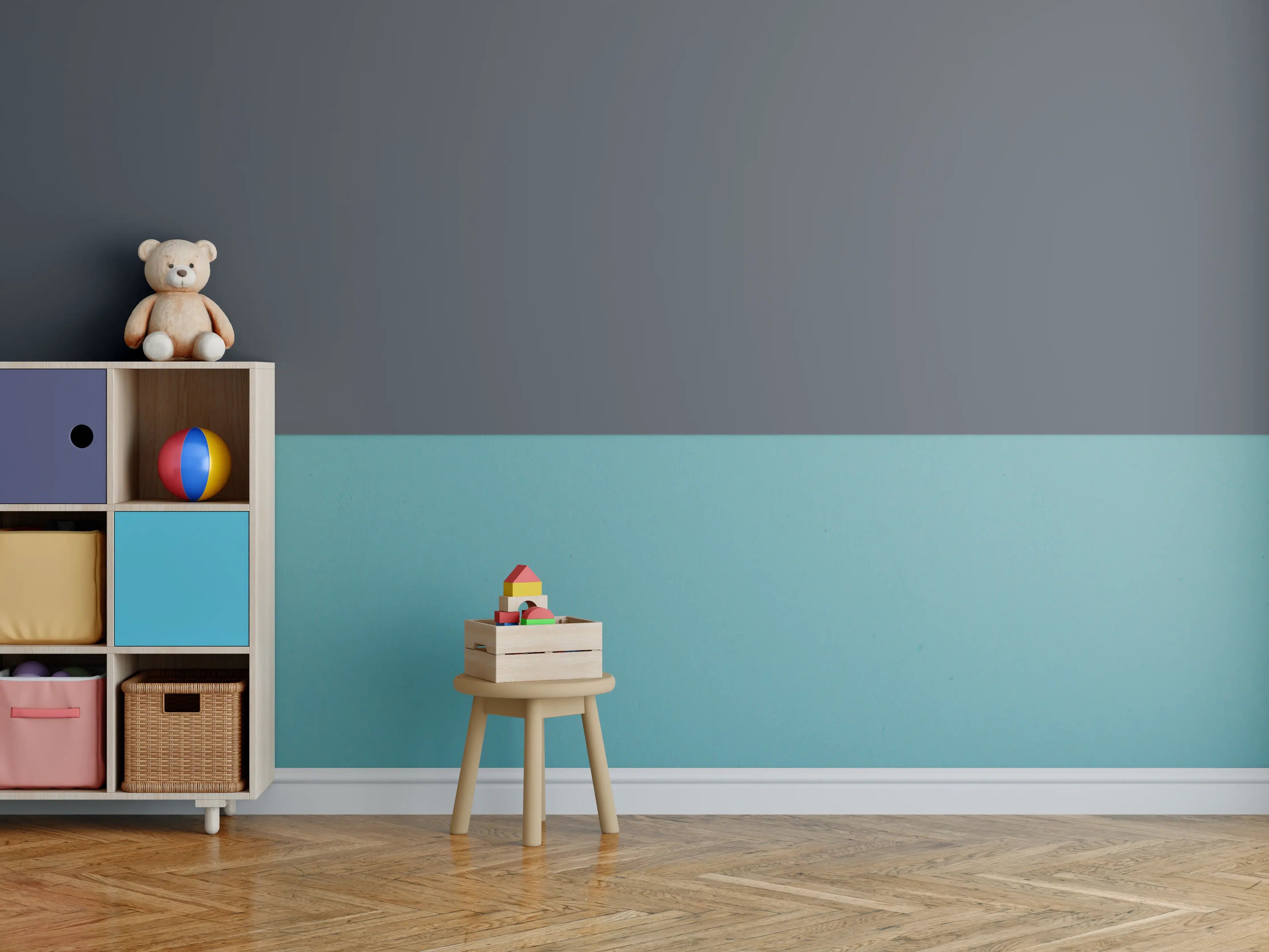 Kinderzimmer Wandgestaltung - RAL 7024 (Graphitgrau)