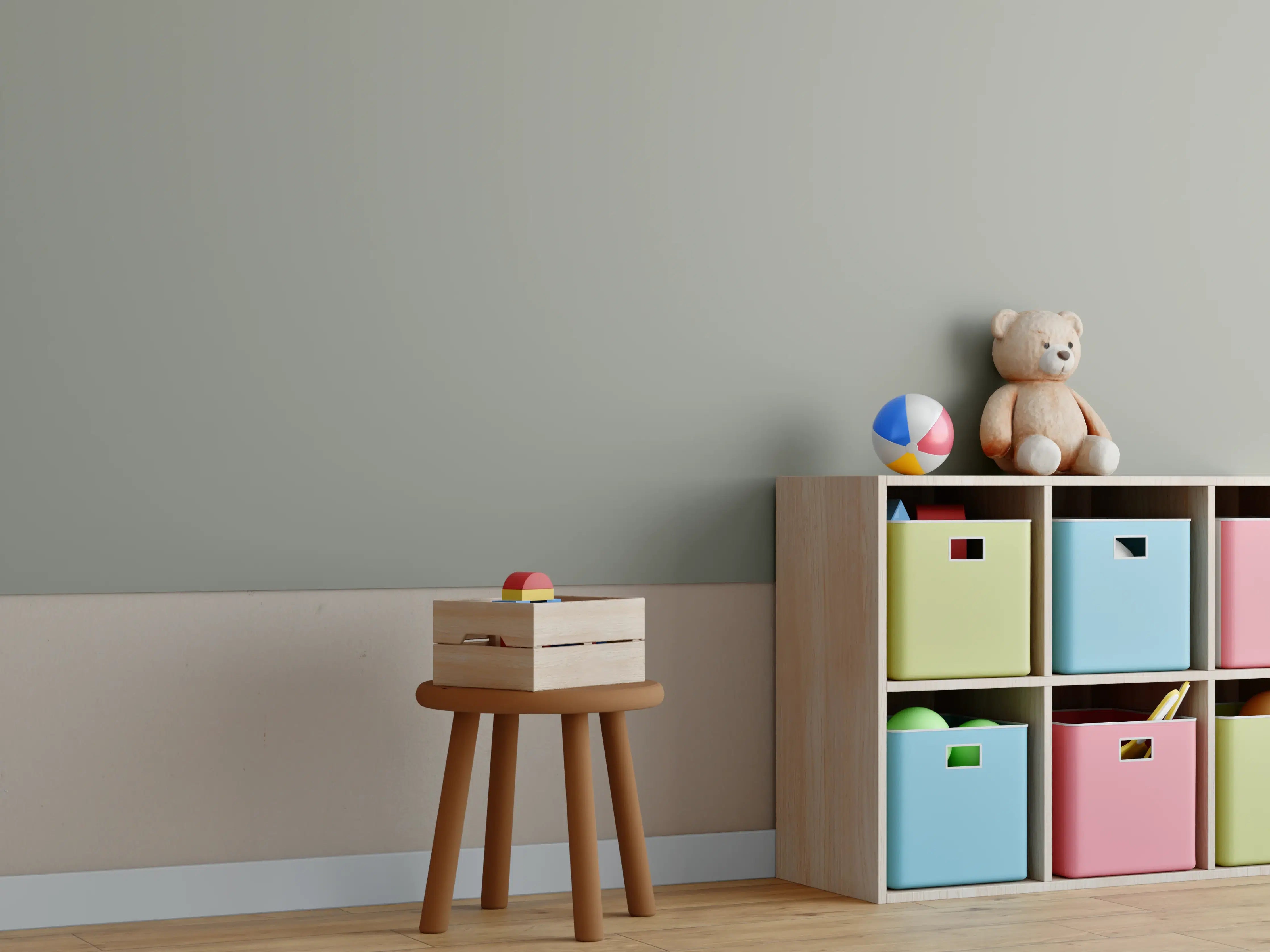 Kinderzimmer Wandgestaltung - RAL 7030 (Steingrau)