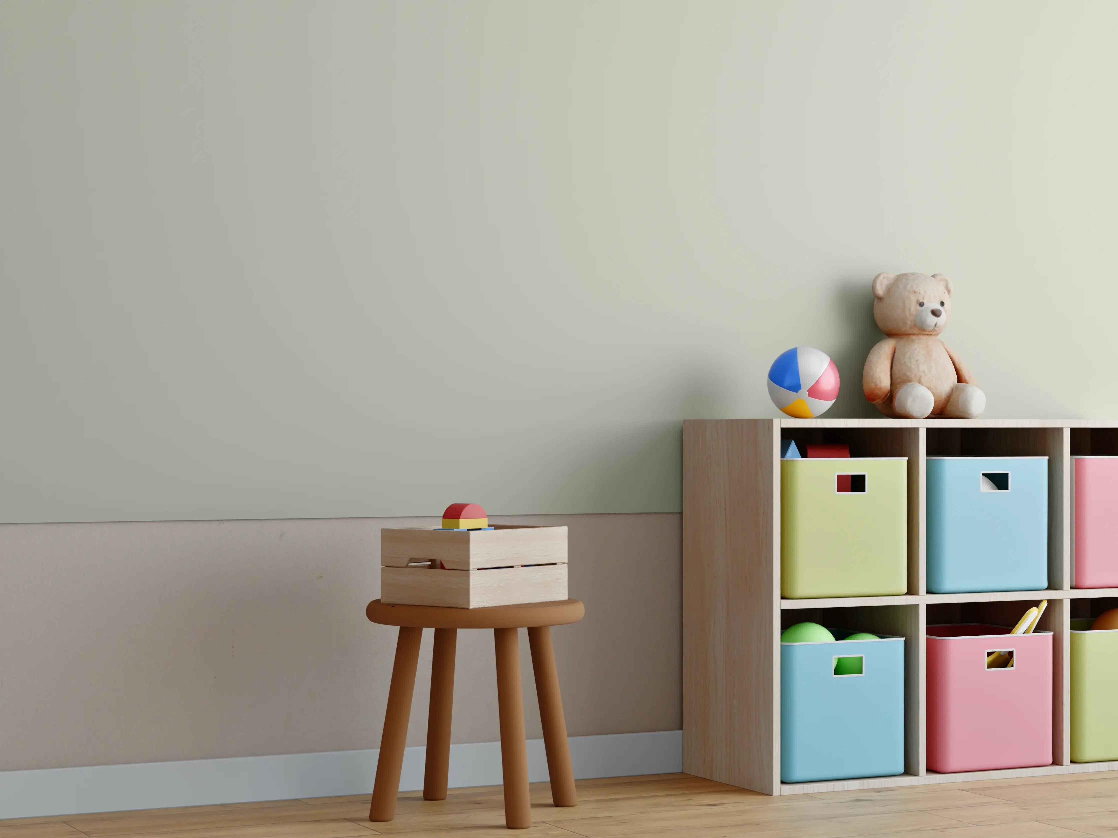 Kinderzimmer Wandgestaltung - RAL 7032 (Kieselgrau)