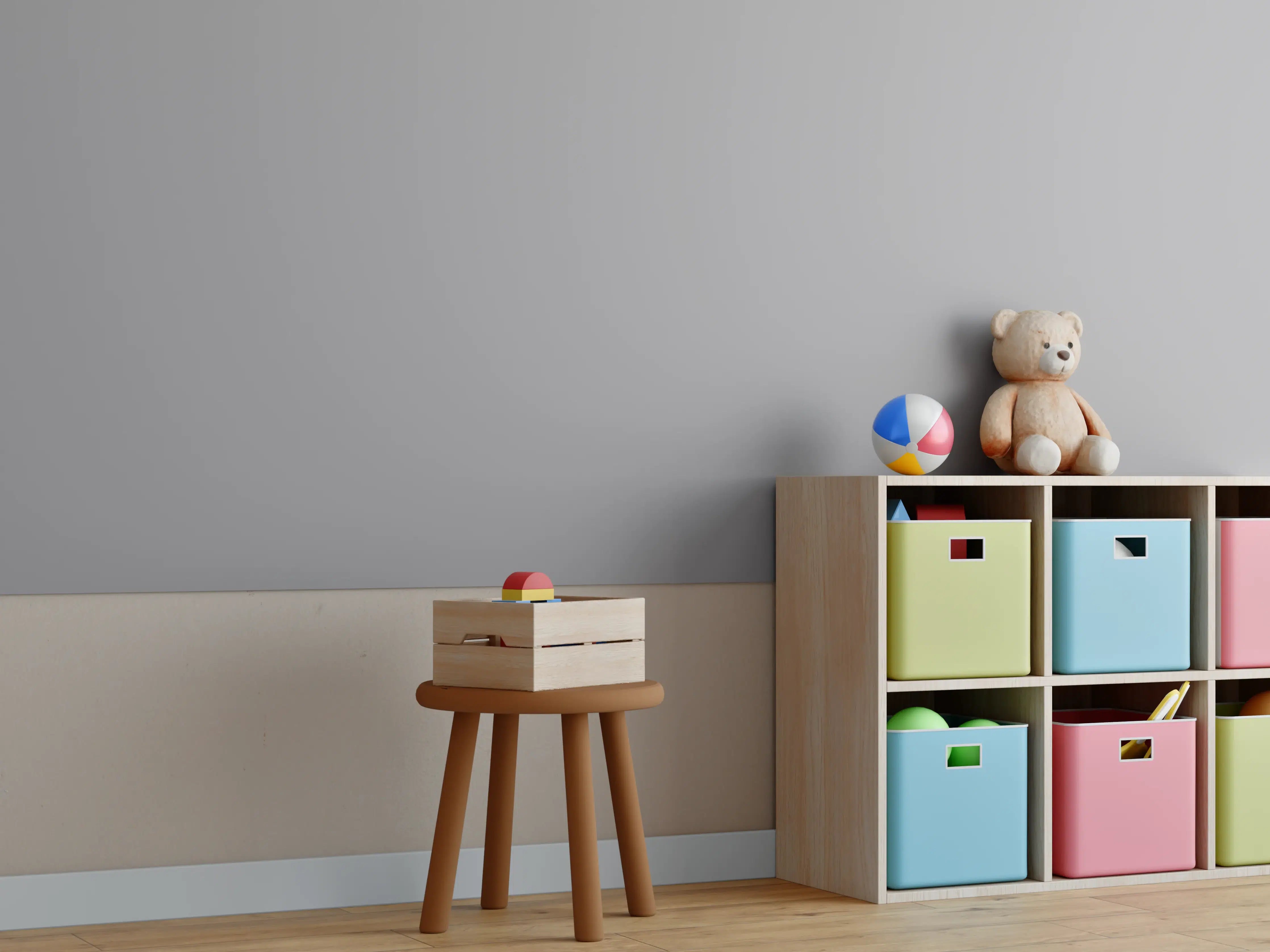 Kinderzimmer Wandgestaltung - RAL 7036 (Platingrau)