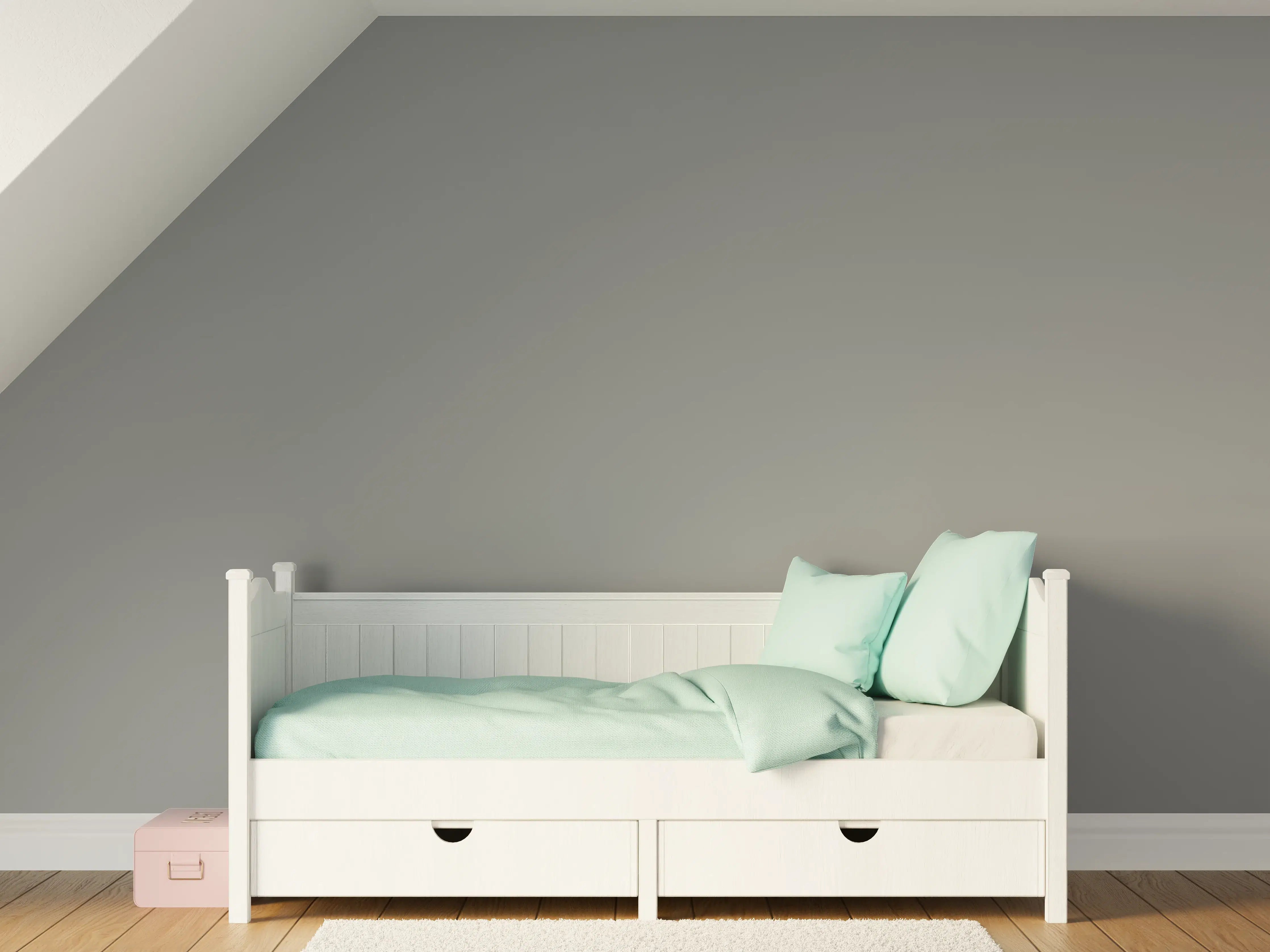 Kinderzimmer Wandgestaltung - RAL 7037 (Staubiges Grau)