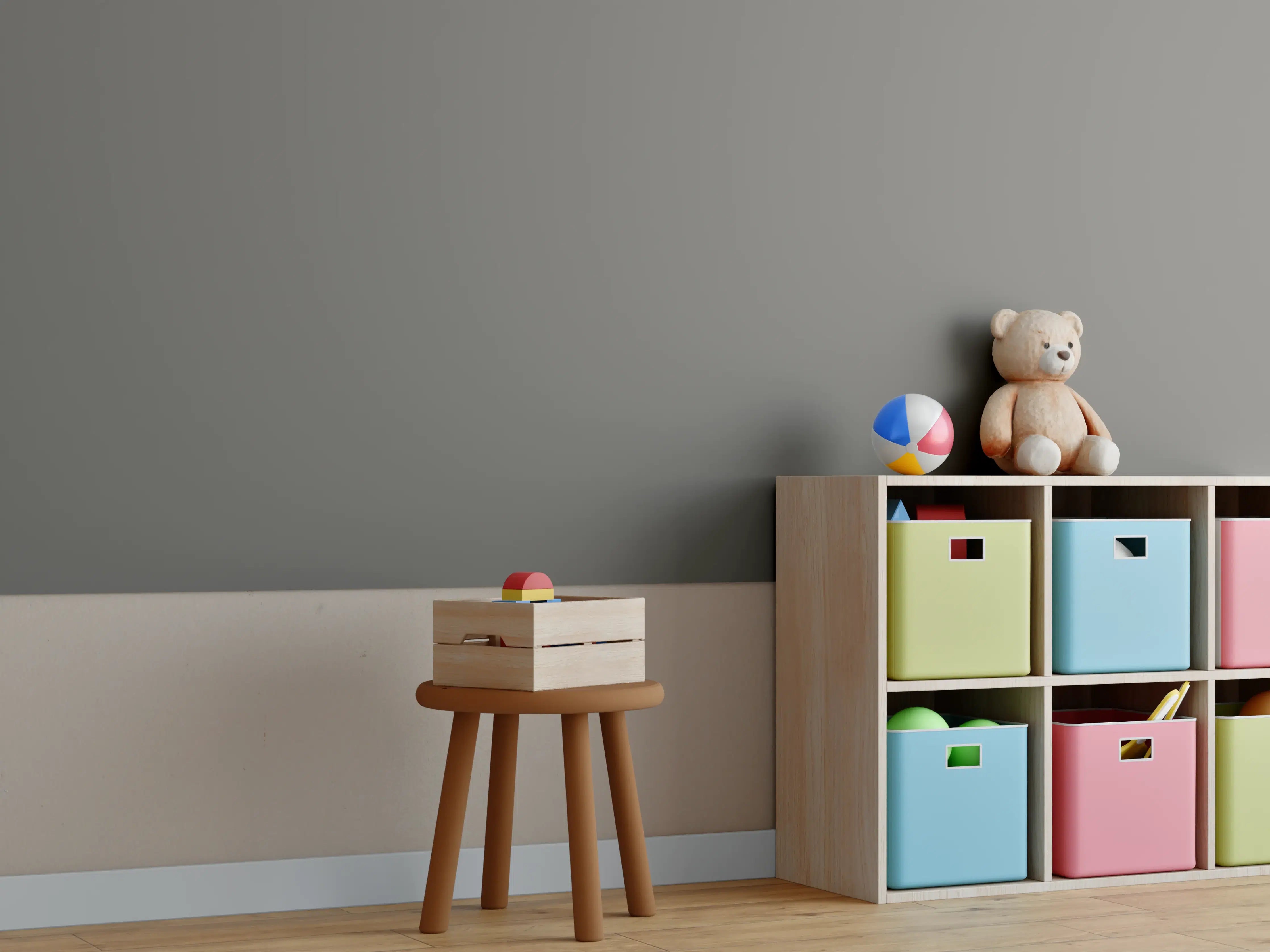 Kinderzimmer Wandgestaltung - RAL 7039 (Quarzgrau)