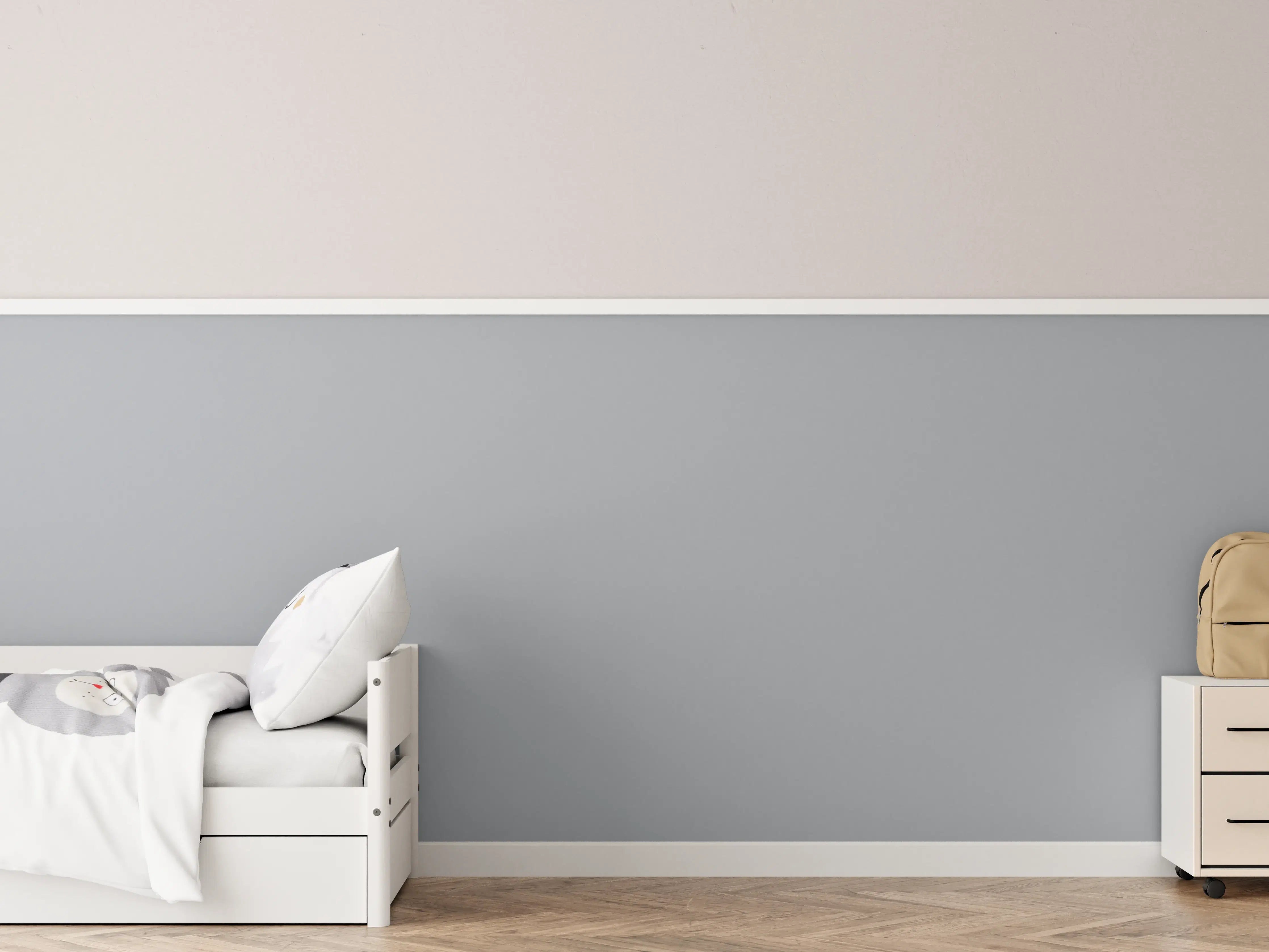 Kinderzimmer Wandgestaltung - RAL 7040 (Fenstergrau)