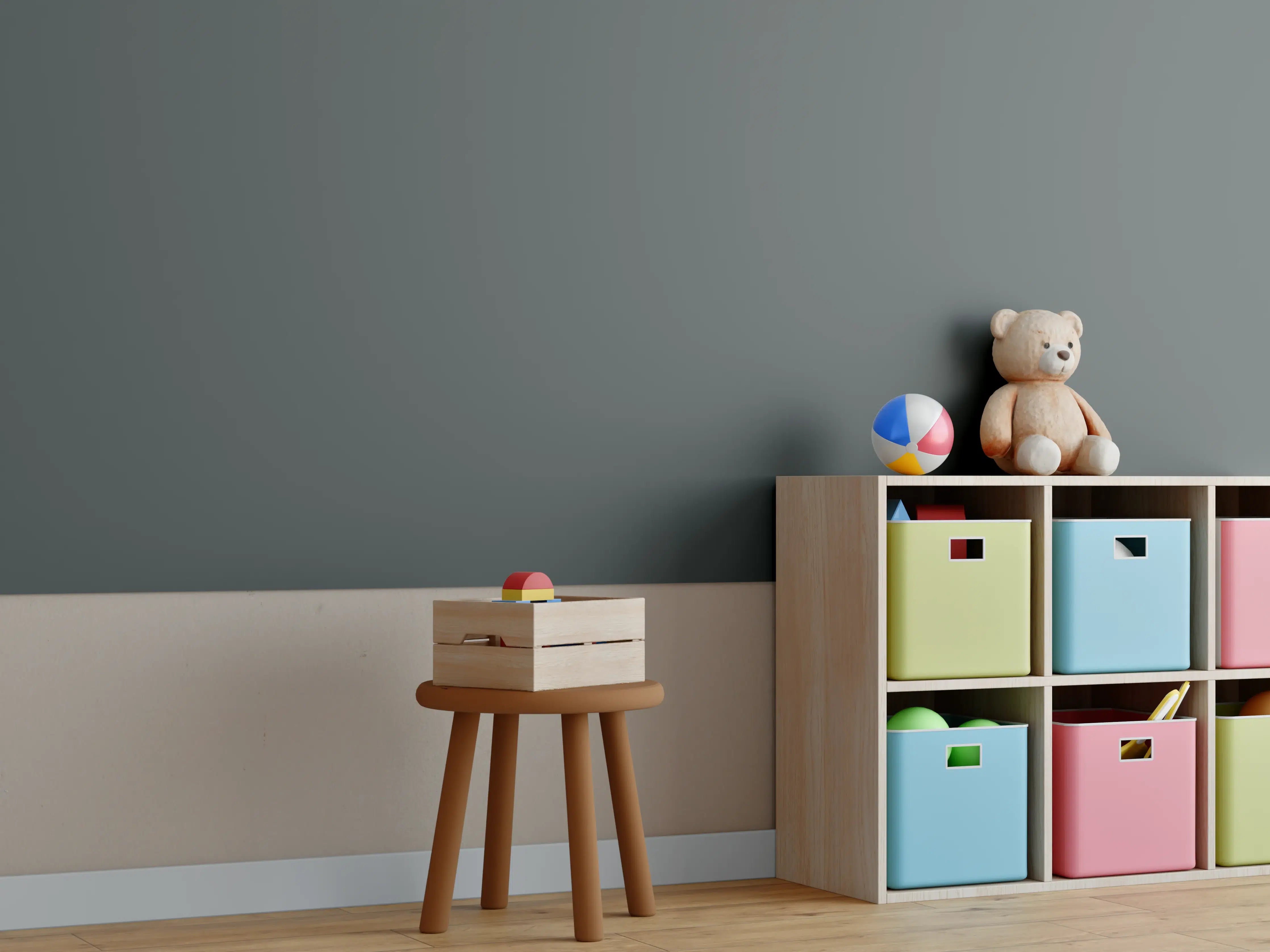 Kinderzimmer Wandgestaltung - RAL 7043 (Verkehrsgrau B)