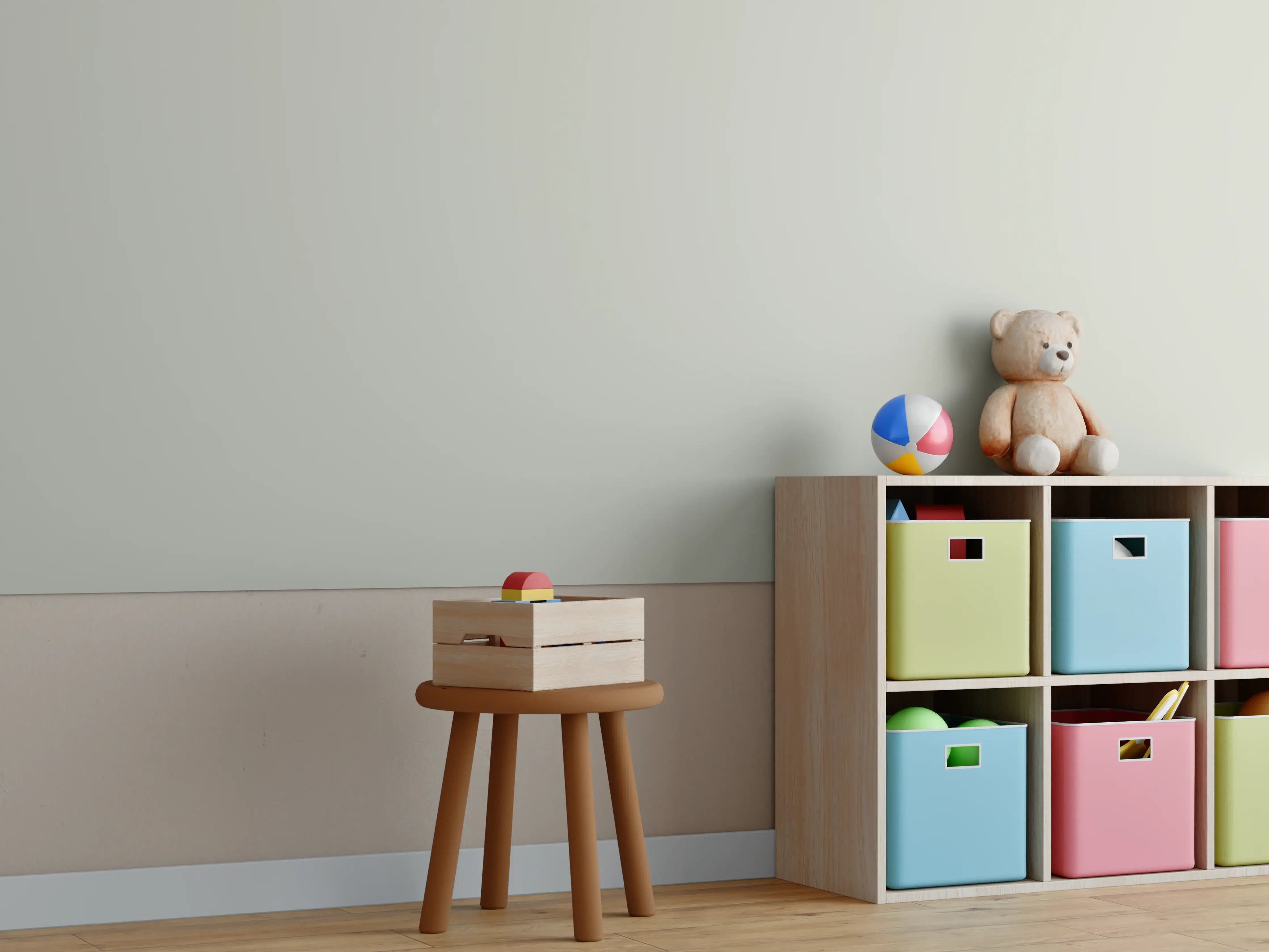 Kinderzimmer Wandgestaltung - RAL 7044 (Seidengrau)