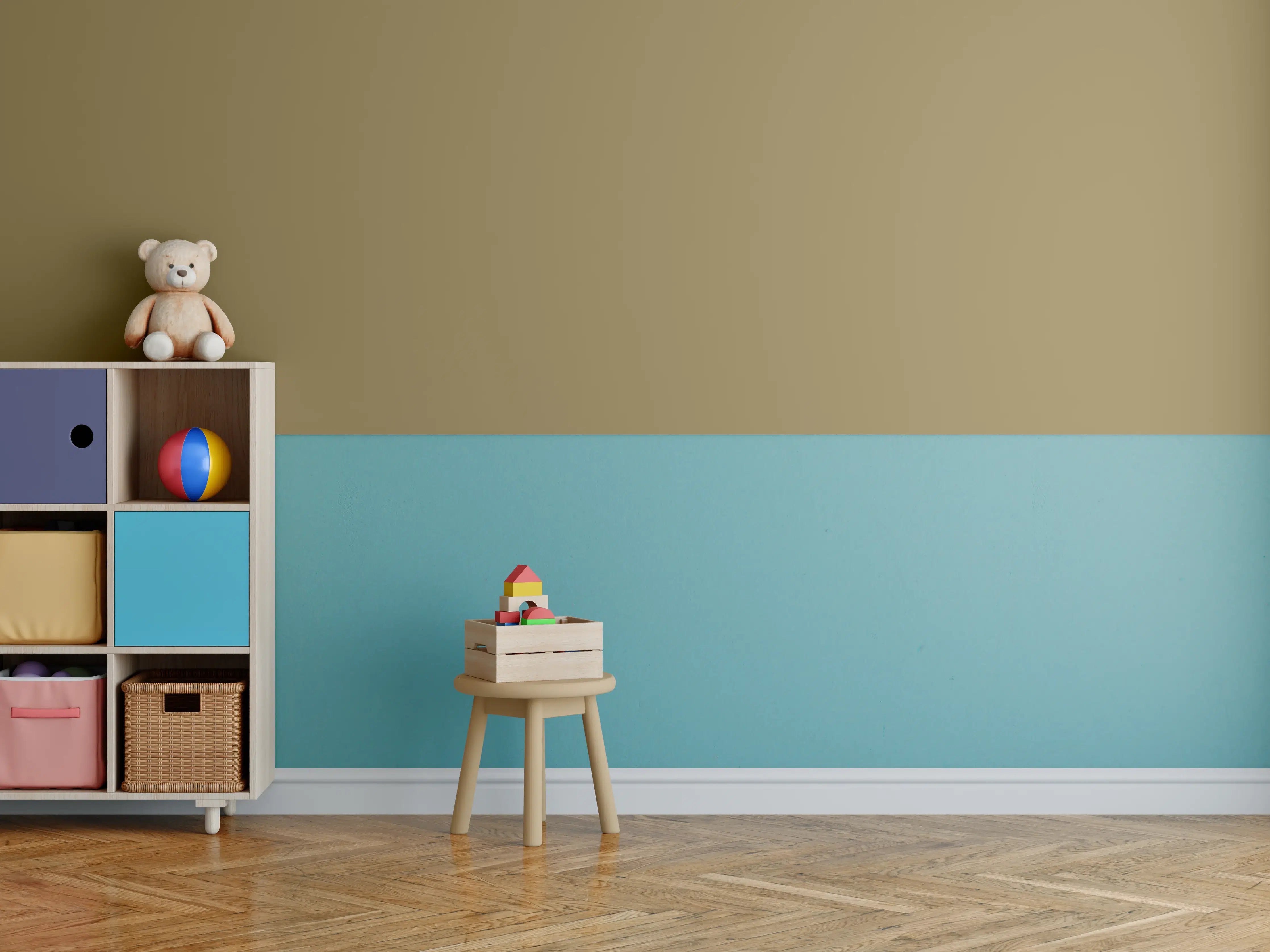 Kinderzimmer Wandgestaltung - RAL 8000 (Grünbraun)