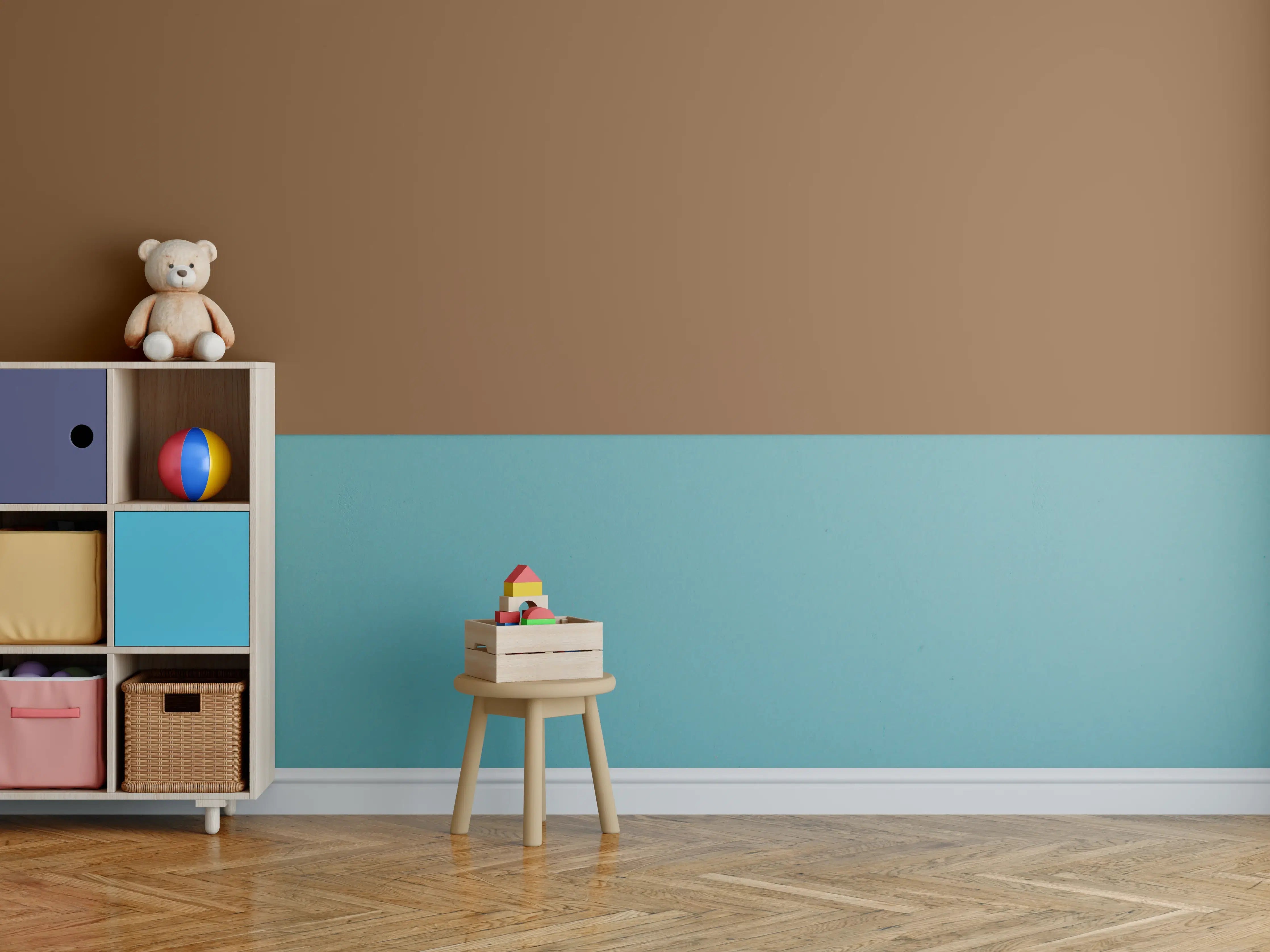 Kinderzimmer Wandgestaltung - RAL 8003 (Lehm-Braun)