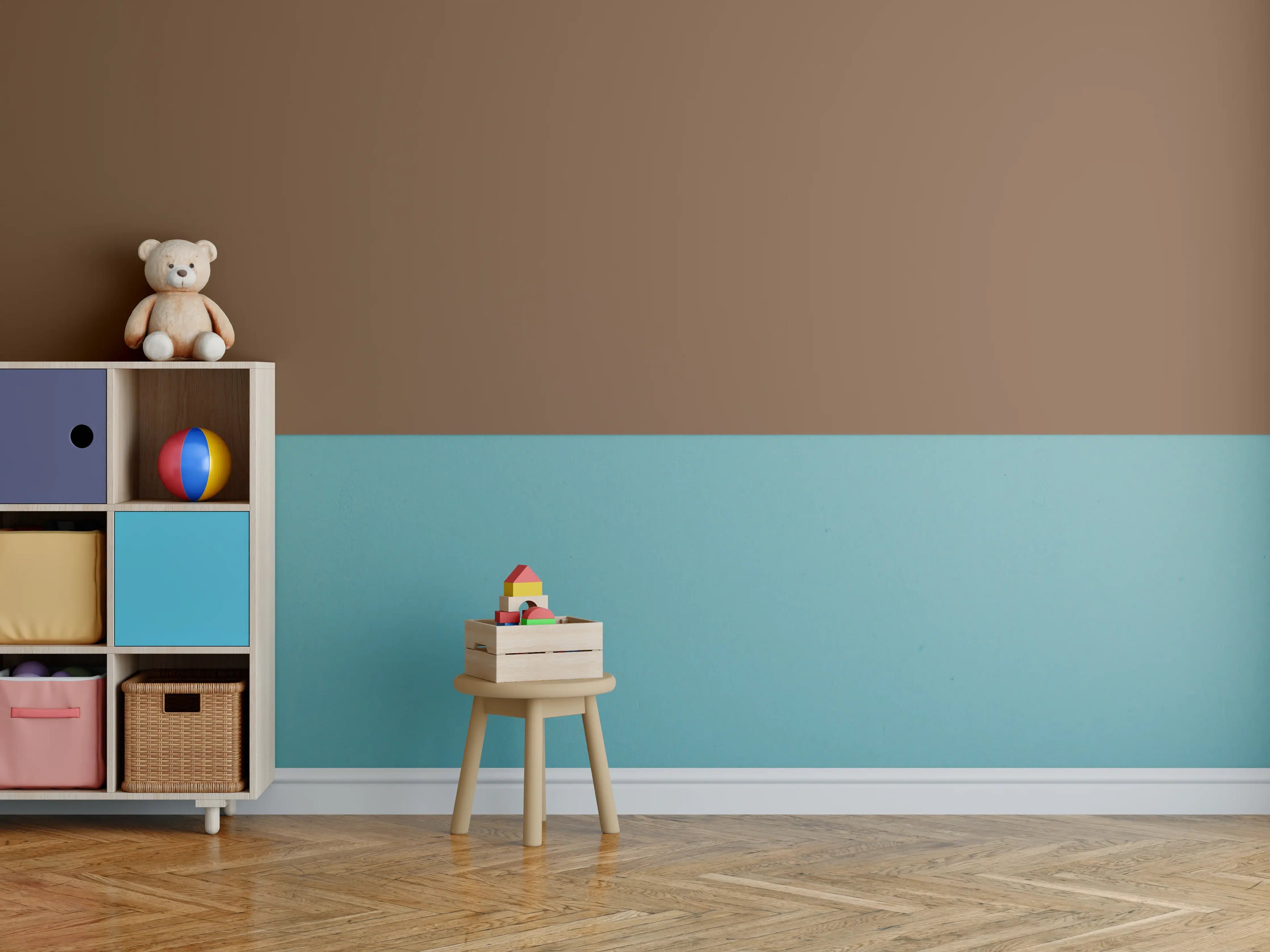 Kinderzimmer Wandgestaltung - RAL 8007 (Rehbraun)