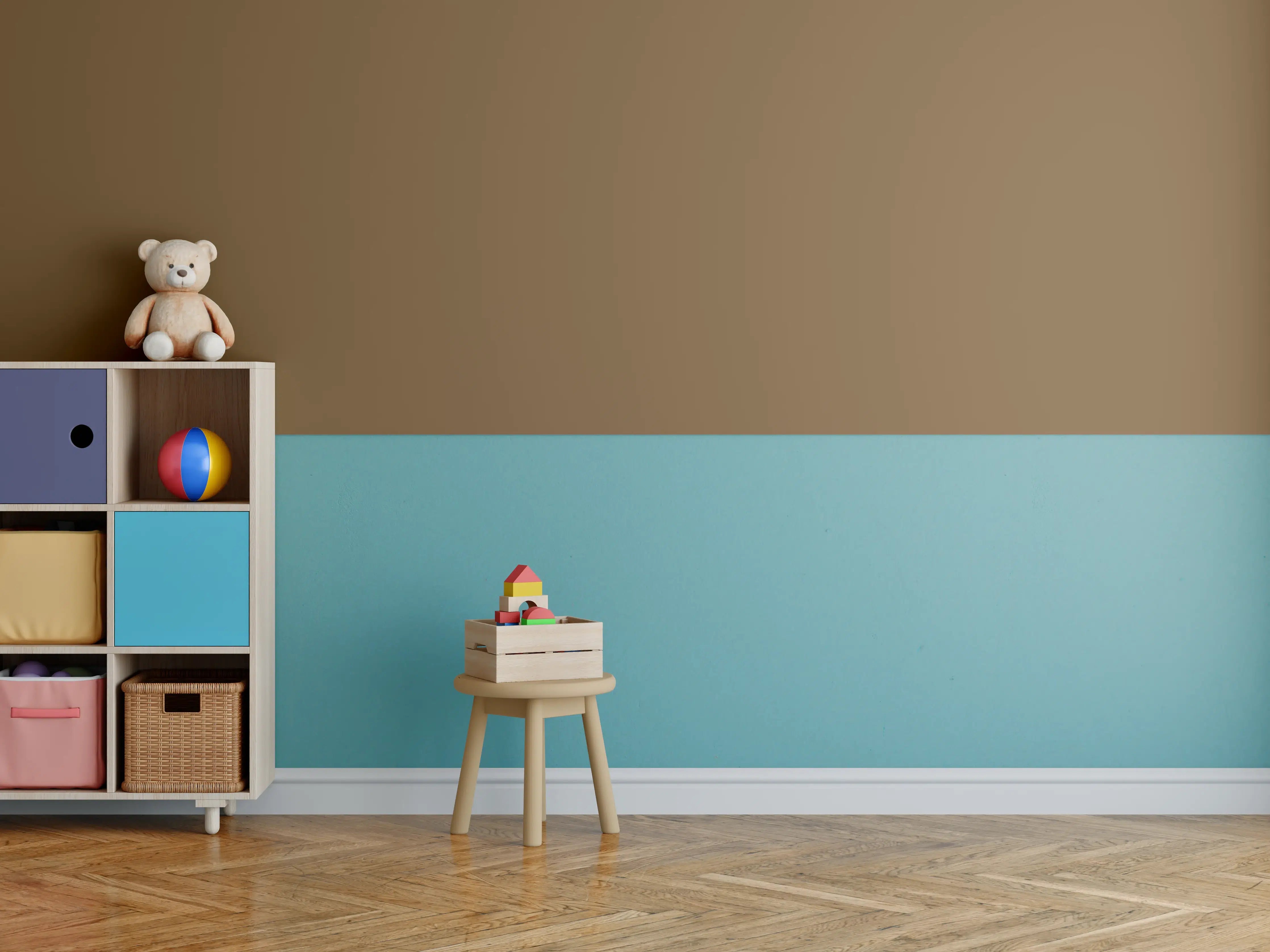 Kinderzimmer Wandgestaltung - RAL 8008 (Olivbraun)