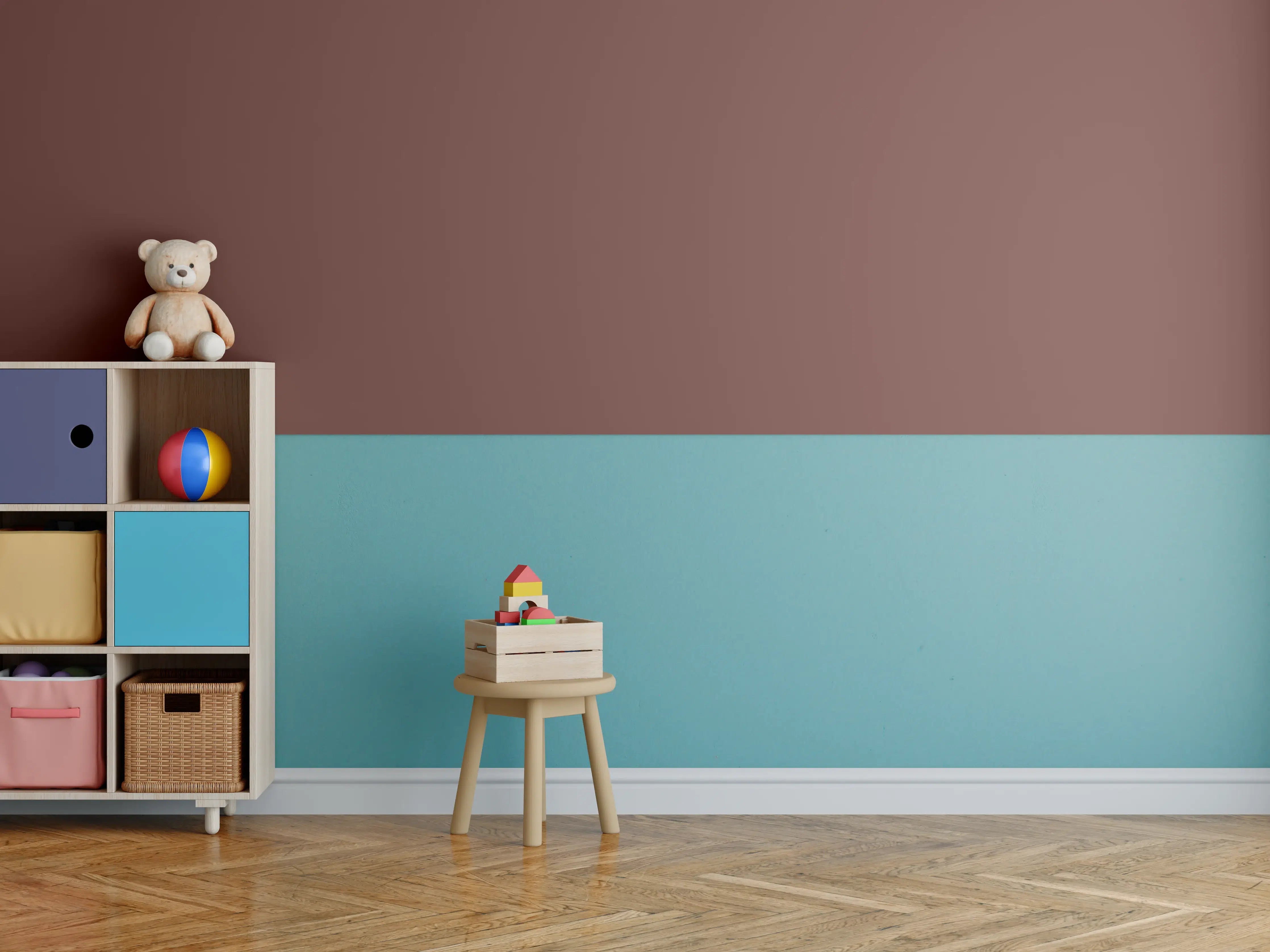 Kinderzimmer Wandgestaltung - RAL 8012 (Rotbraun)