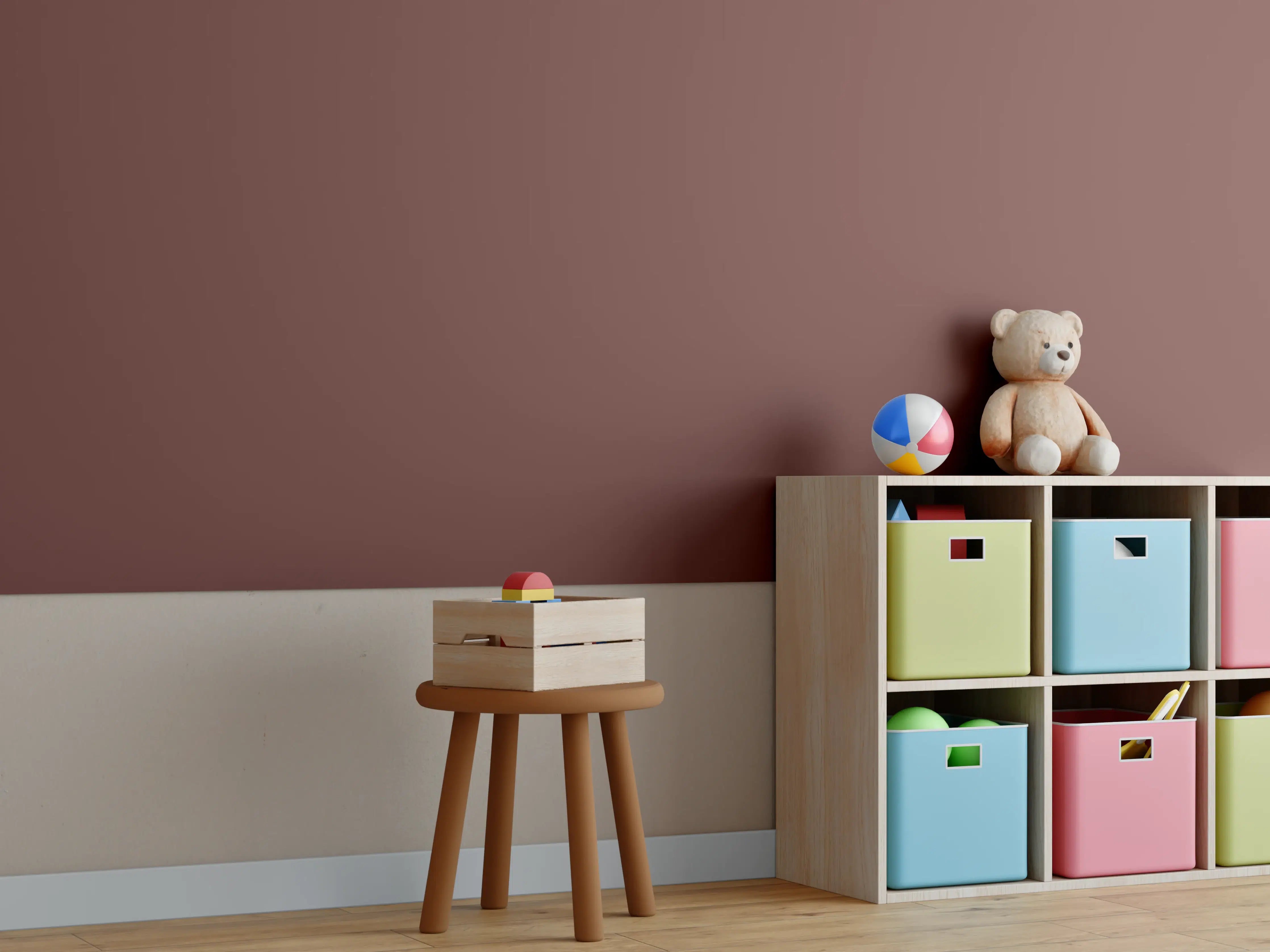 Kinderzimmer Wandgestaltung - RAL 8012 (Rotbraun)