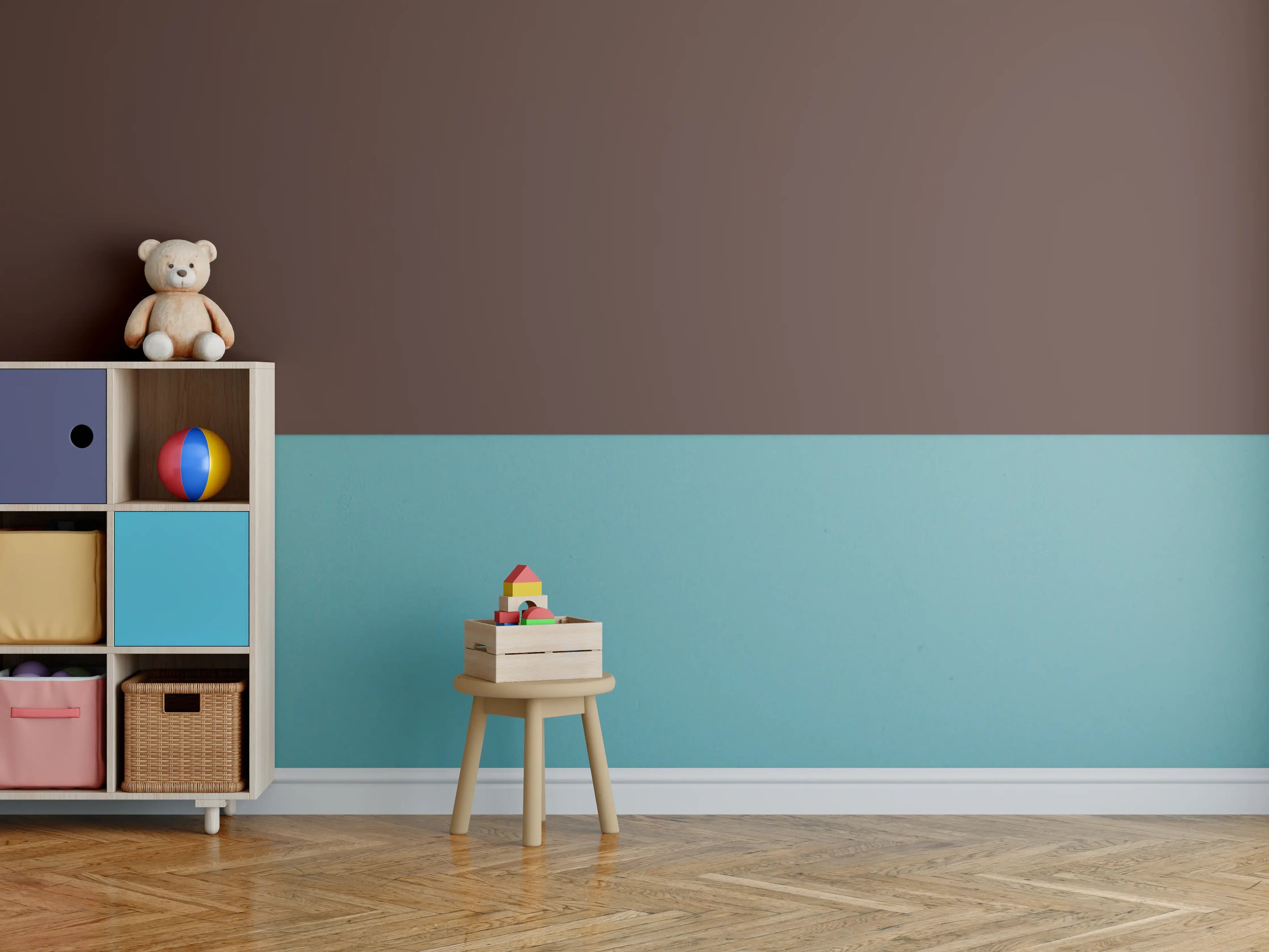 Kinderzimmer Wandgestaltung - RAL 8016 (Mahagonibraun)