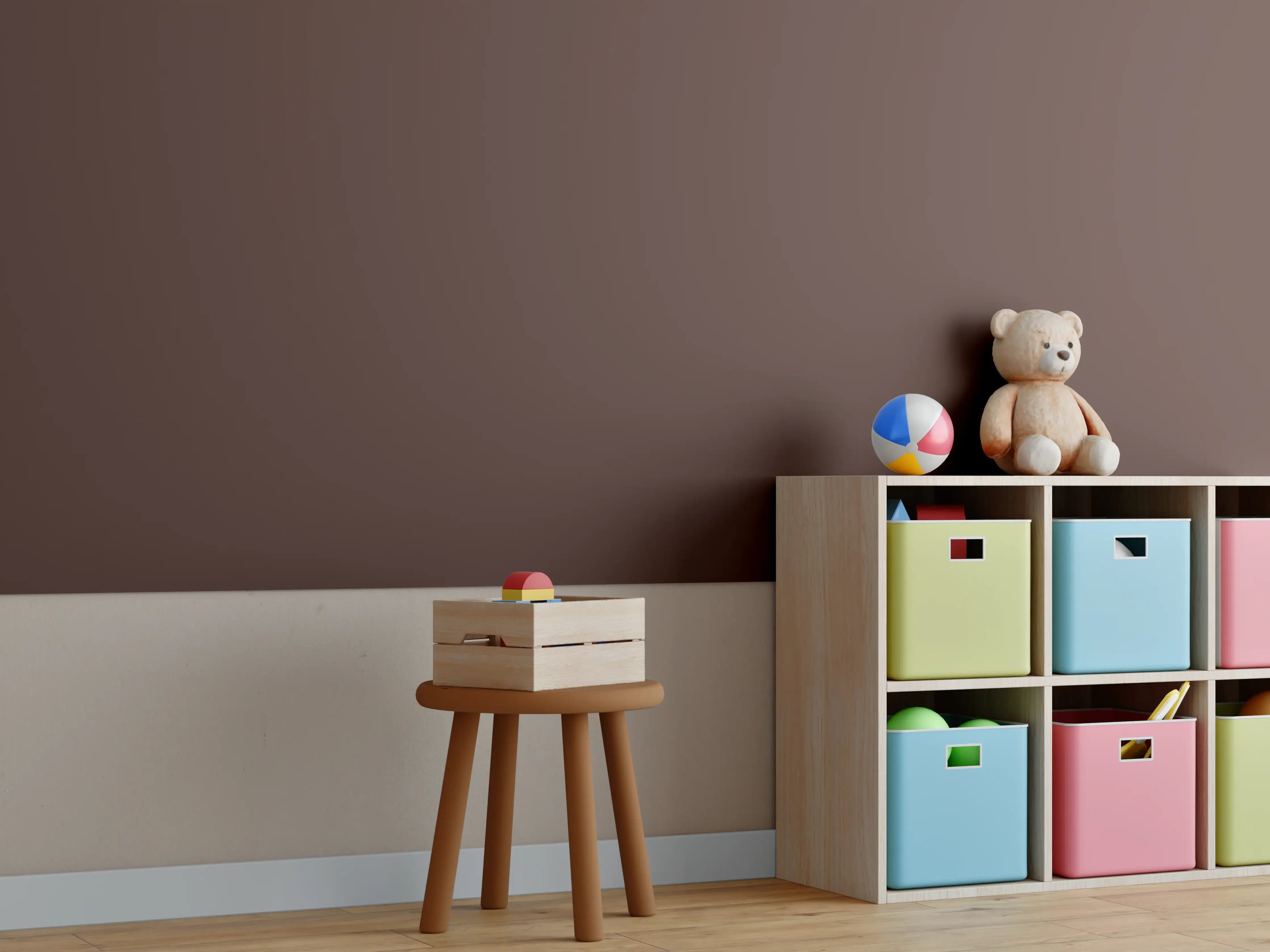 Kinderzimmer Wandgestaltung - RAL 8016 (Mahagonibraun)