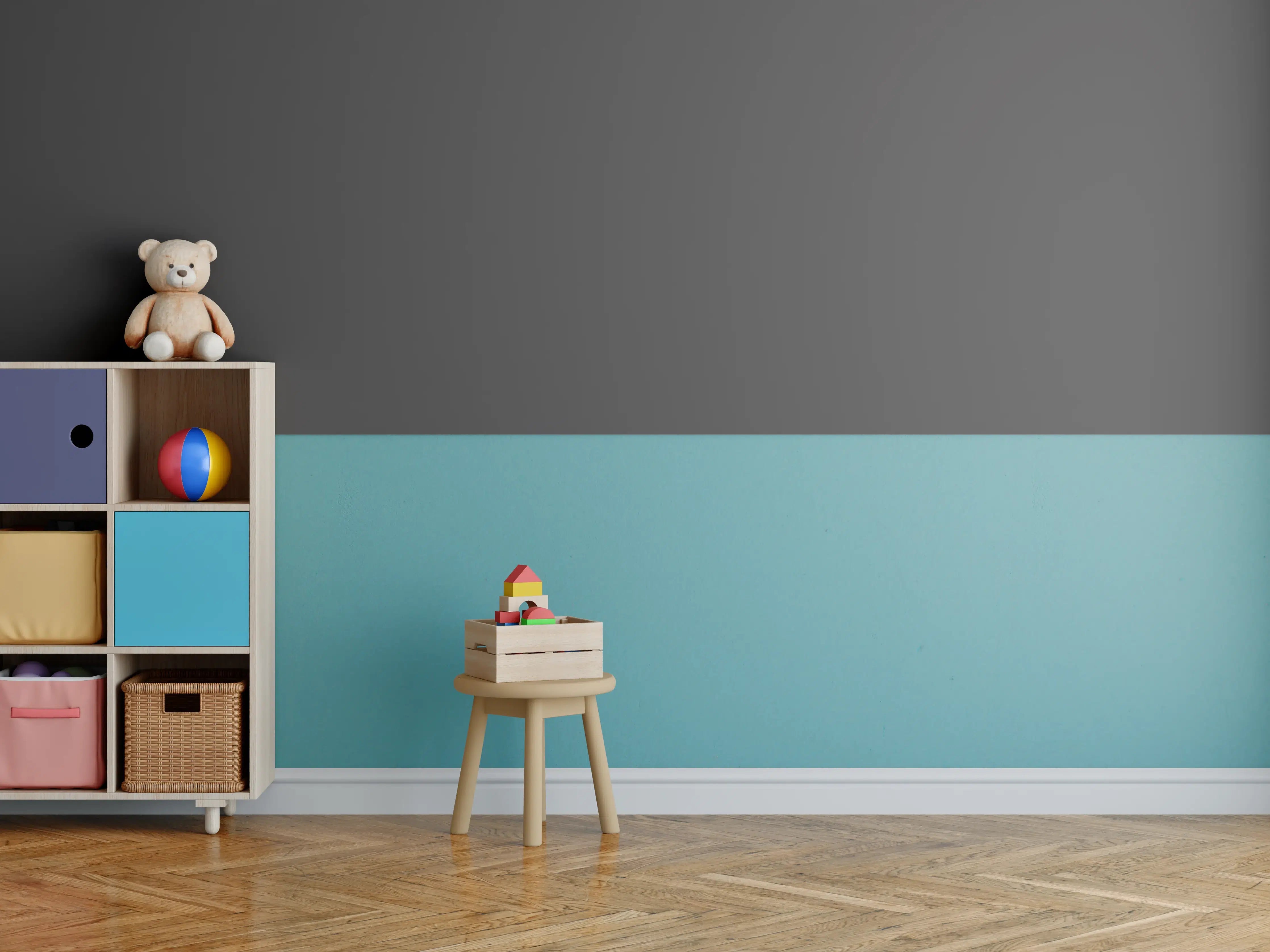Kinderzimmer Wandgestaltung - RAL 8019 (Graubraun)