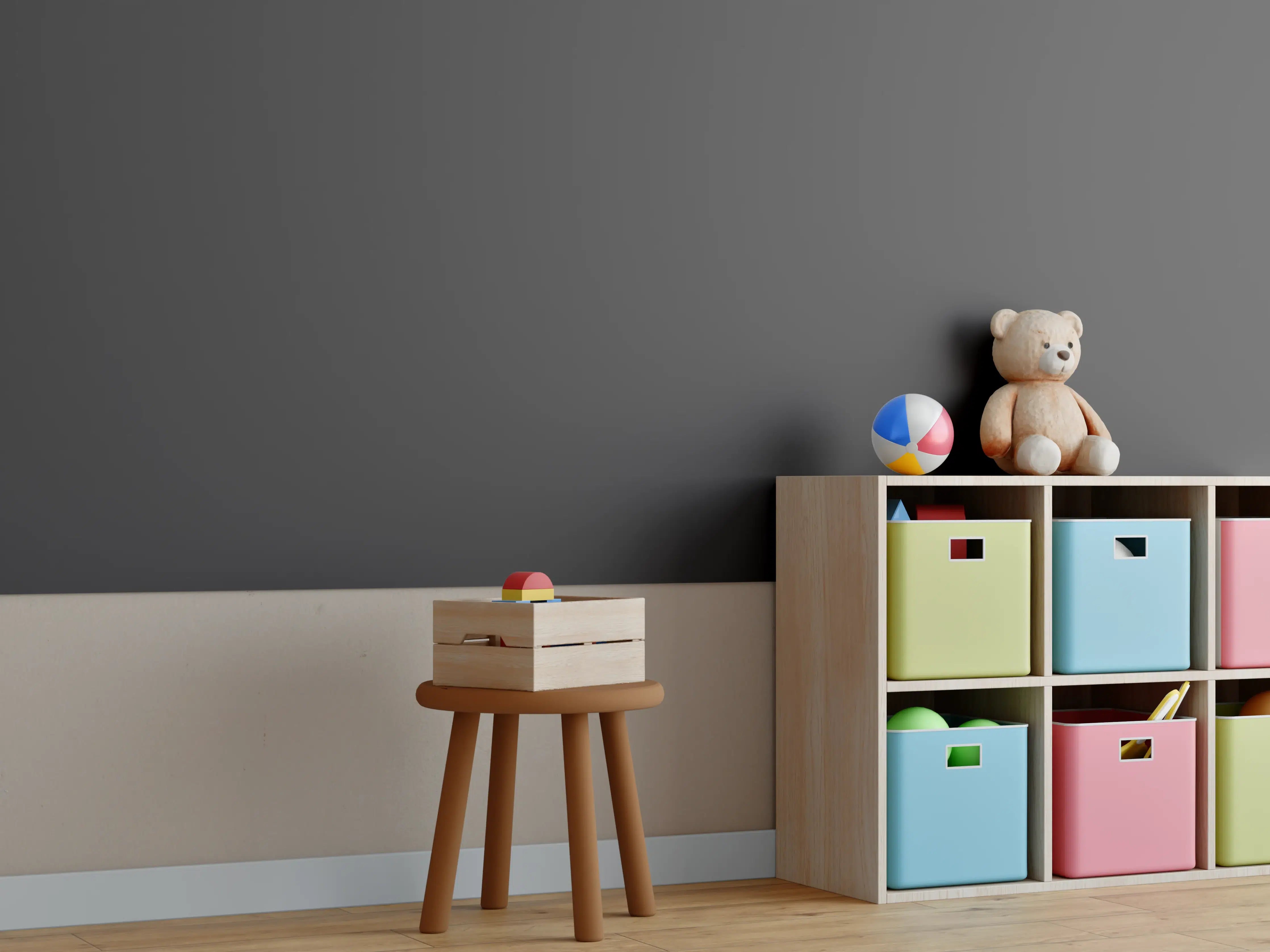 Kinderzimmer Wandgestaltung - RAL 8019 (Graubraun)