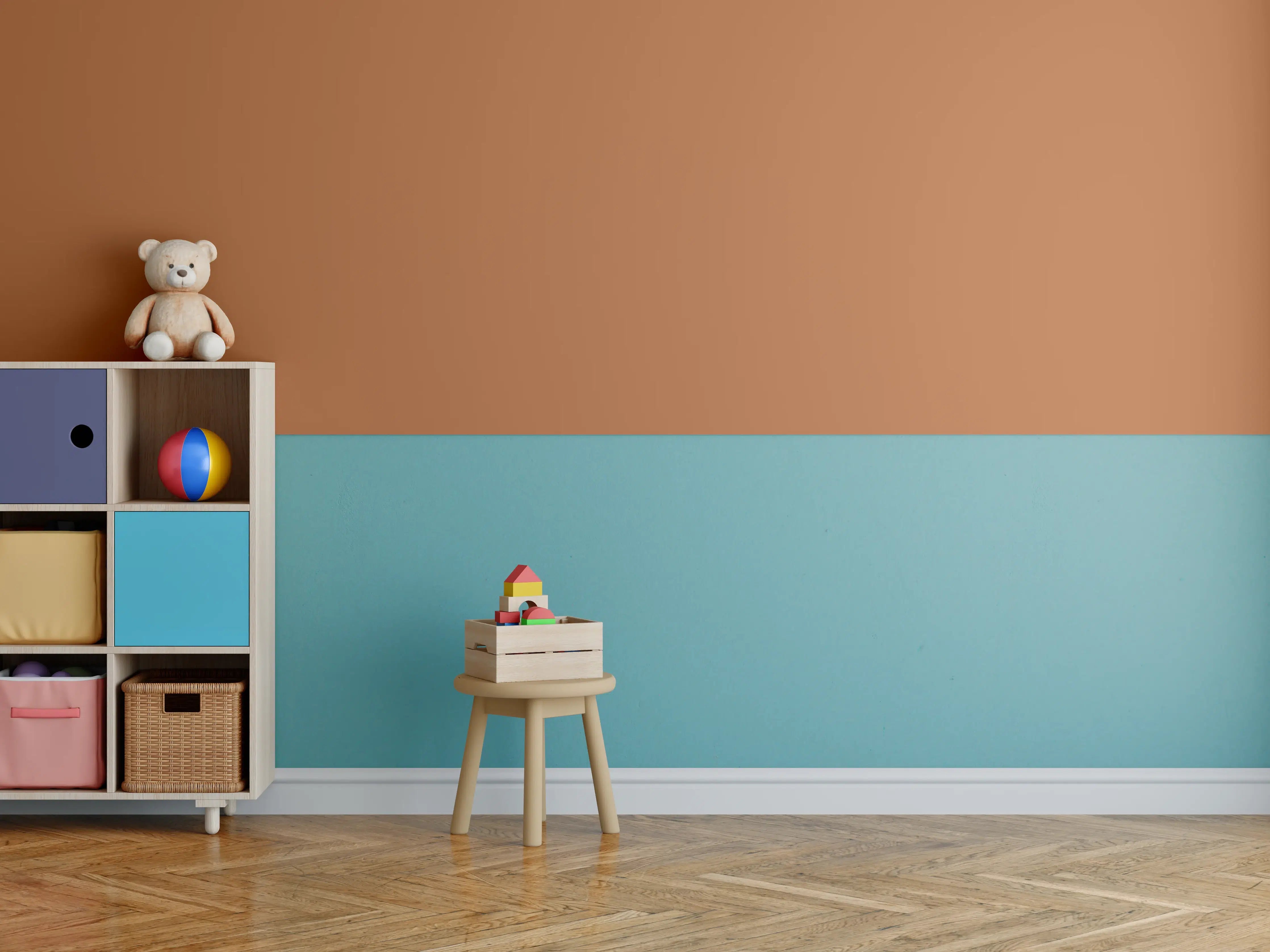 Kinderzimmer Wandgestaltung - RAL 8023 (Orangebraun)