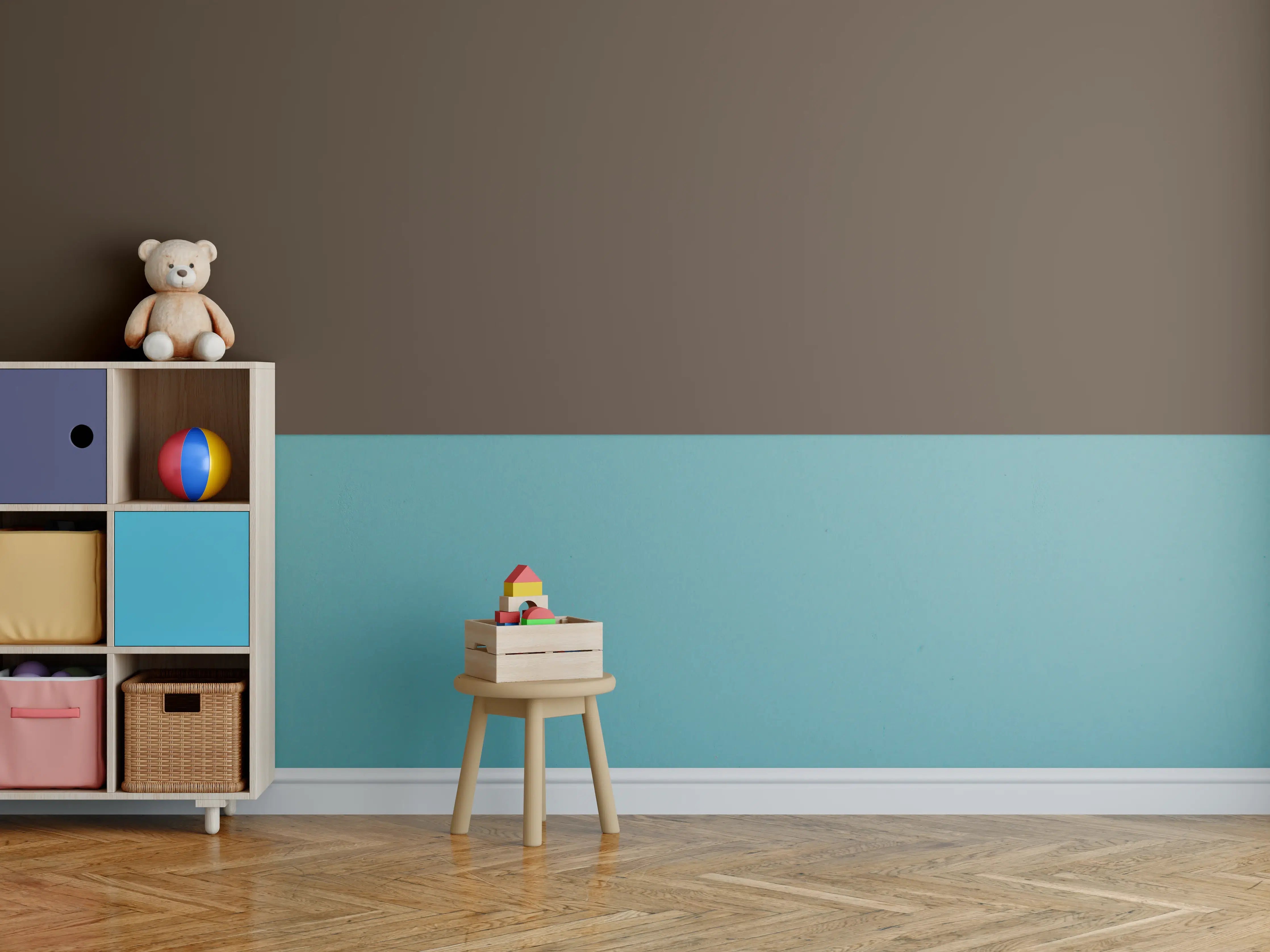 Kinderzimmer Wandgestaltung - RAL 8028 (Terrabraun)