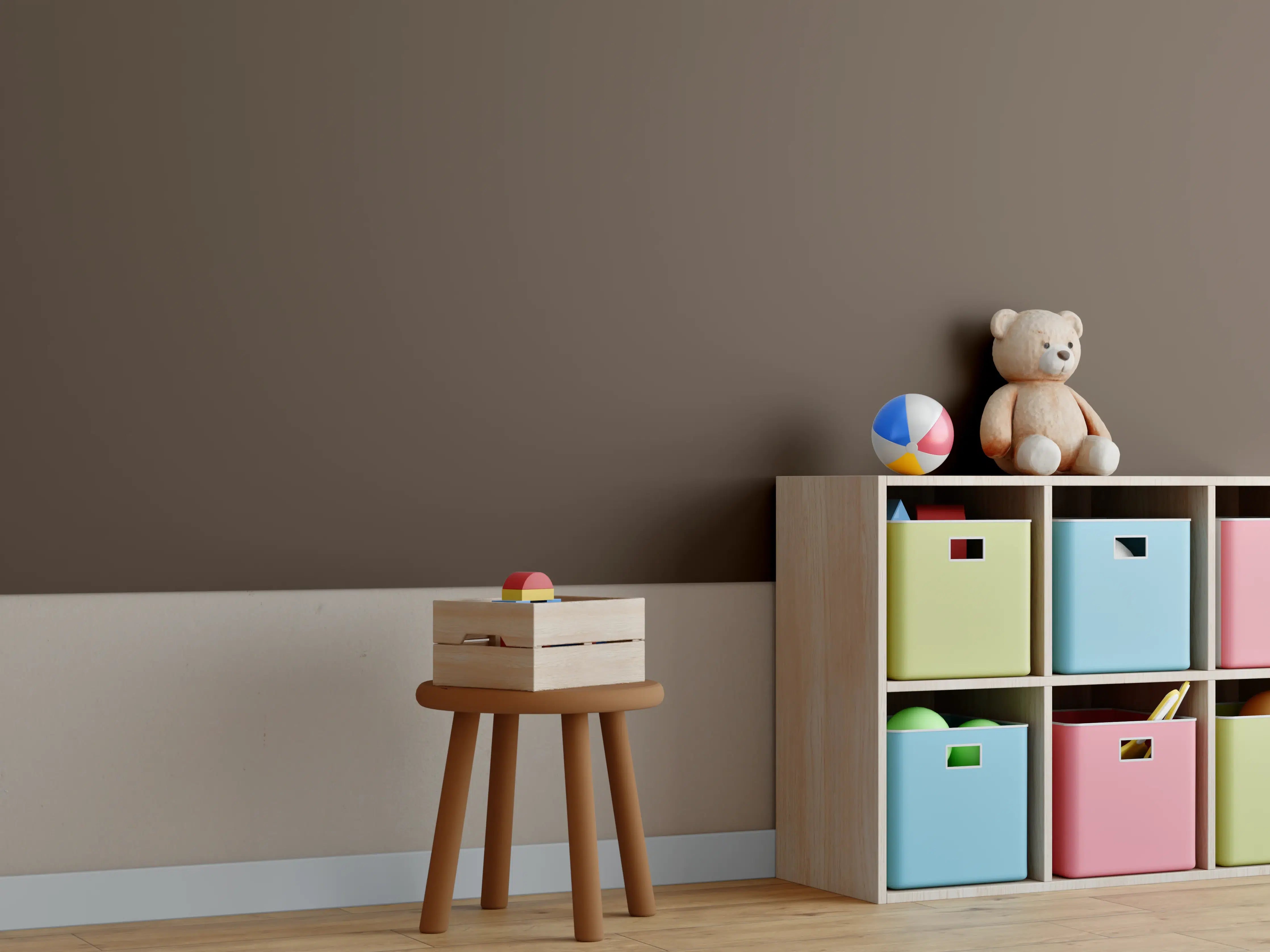 Kinderzimmer Wandgestaltung - RAL 8028 (Terrabraun)