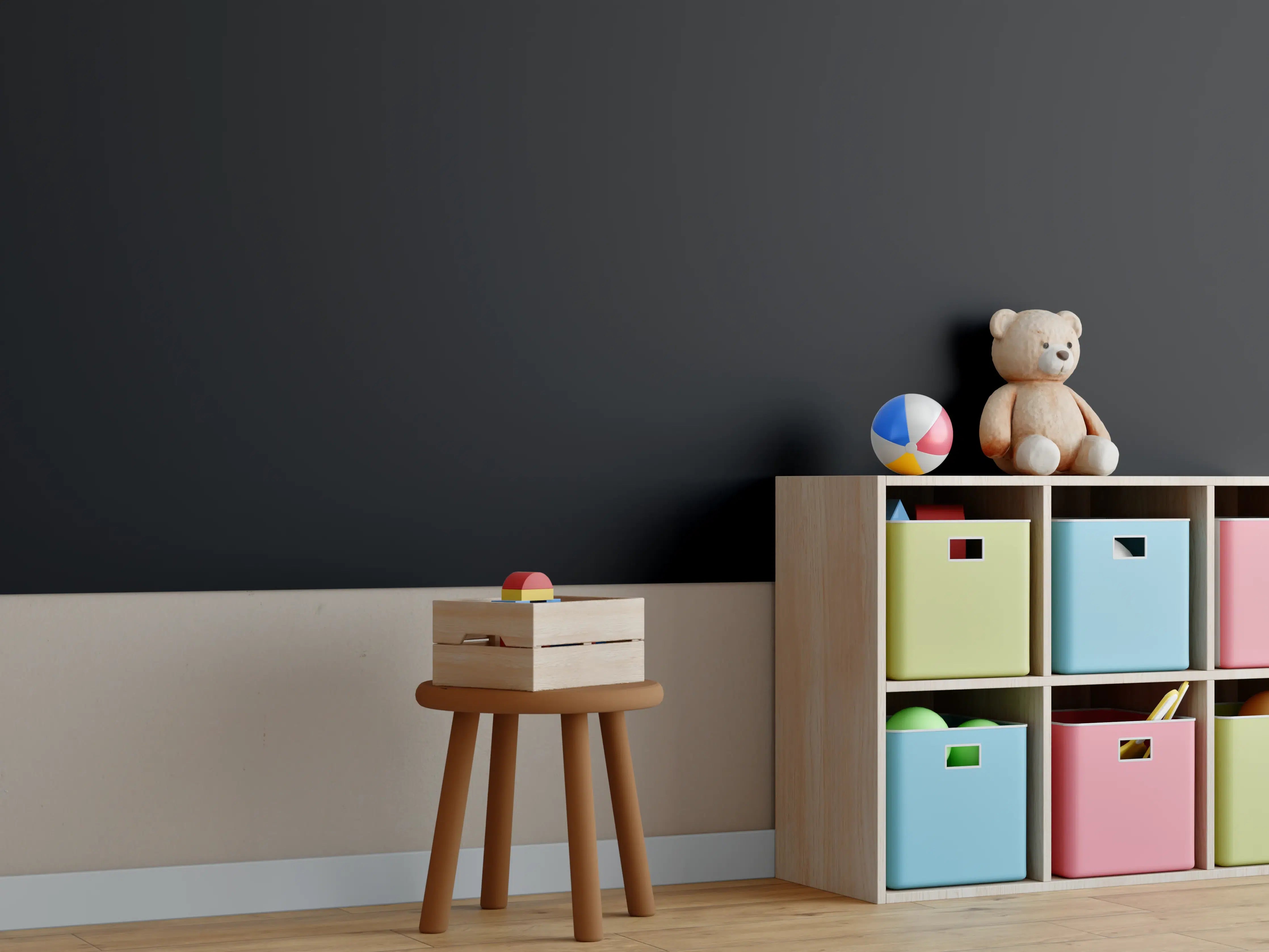 Kinderzimmer Wandgestaltung - RAL 9005 Tiefschwarz