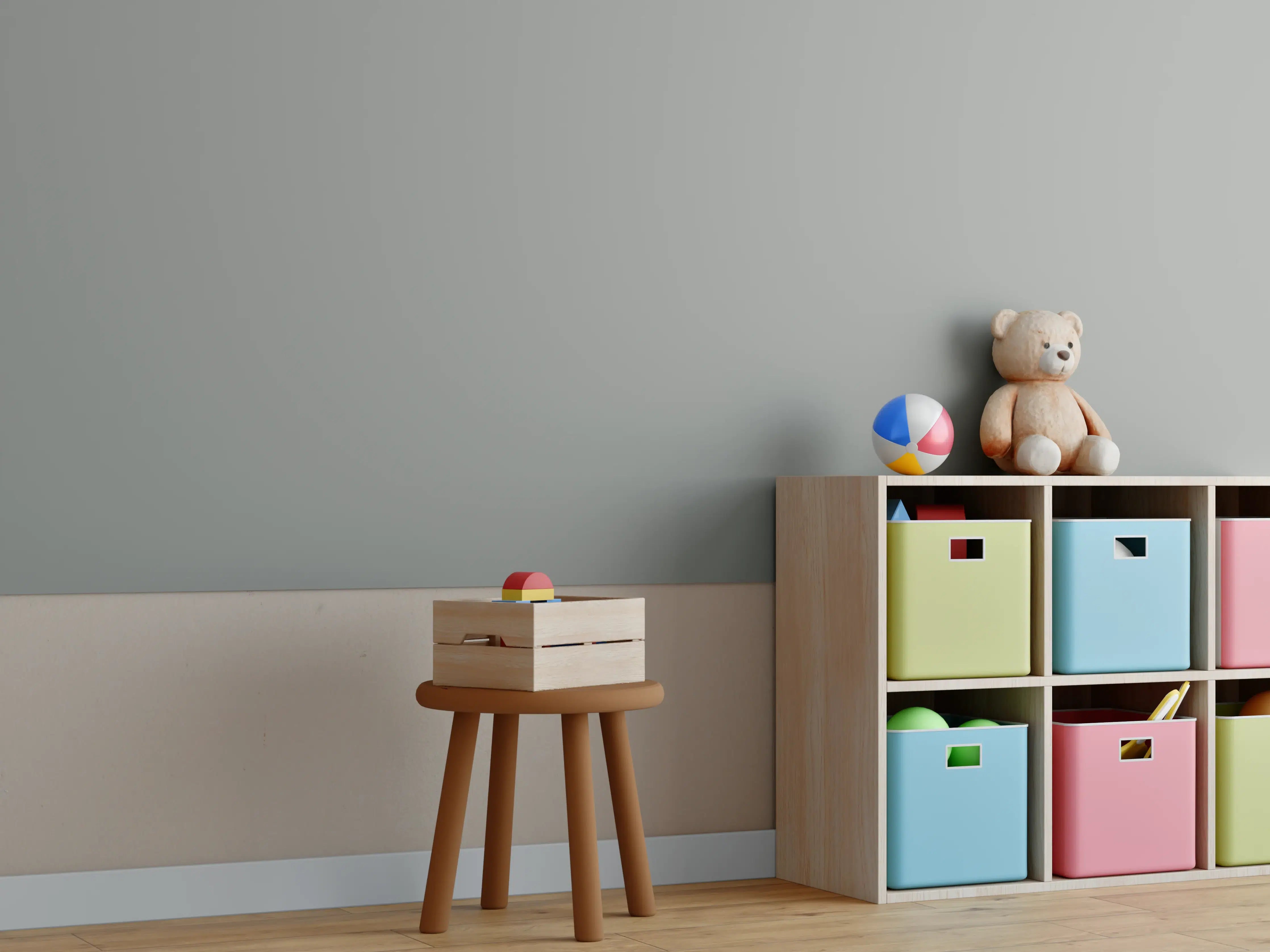 Kinderzimmer Wandgestaltung - RAL 9007 (Graualuminium)