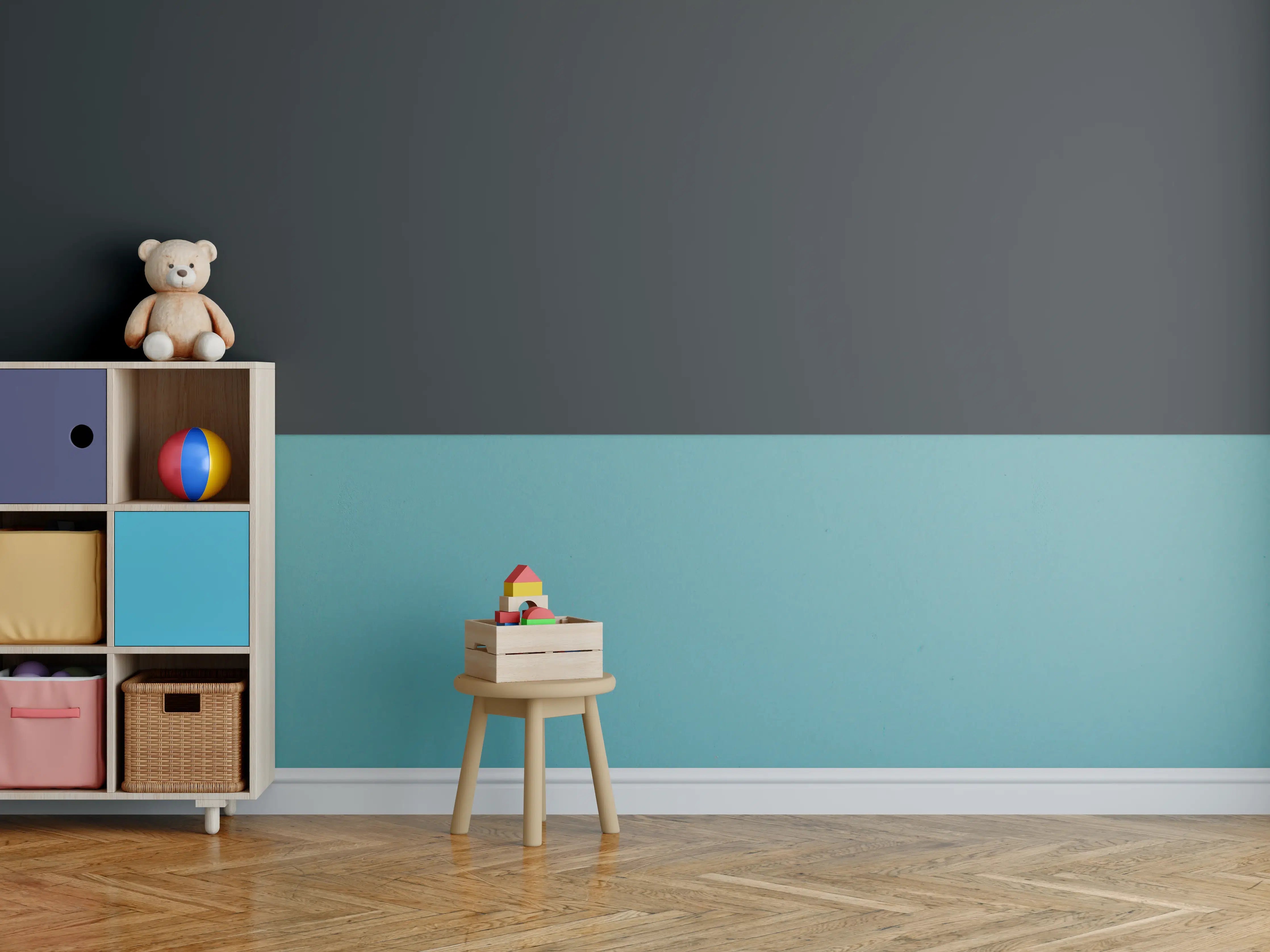 Kinderzimmer Wandgestaltung - RAL 9011 (Graphitschwarz)