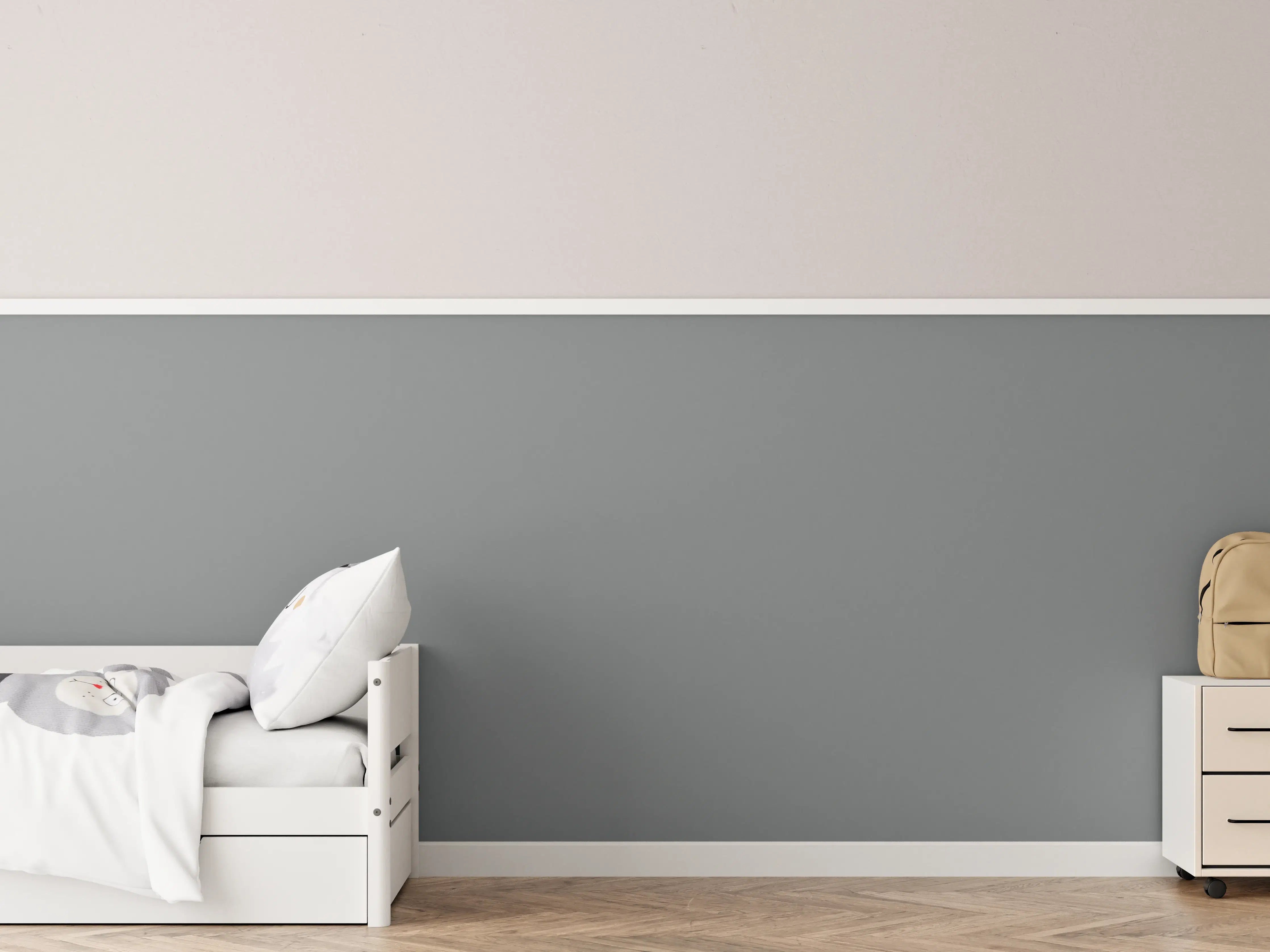 Kinderzimmer Wandgestaltung - RAL 9023 (Perlgrau dunkelgrau)