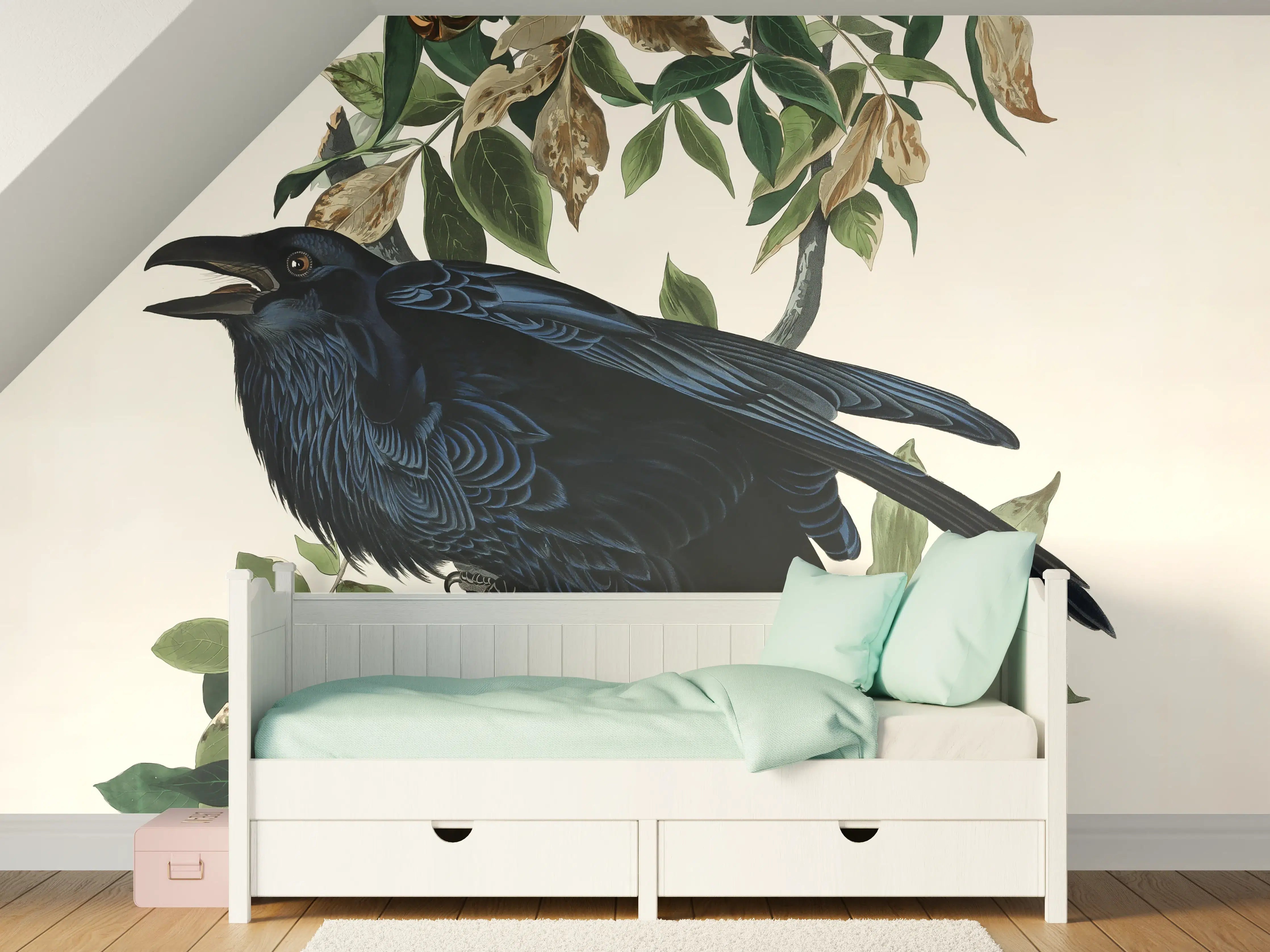 Kinderzimmer Wandgestaltung - Raben Portrait - John James Audubon