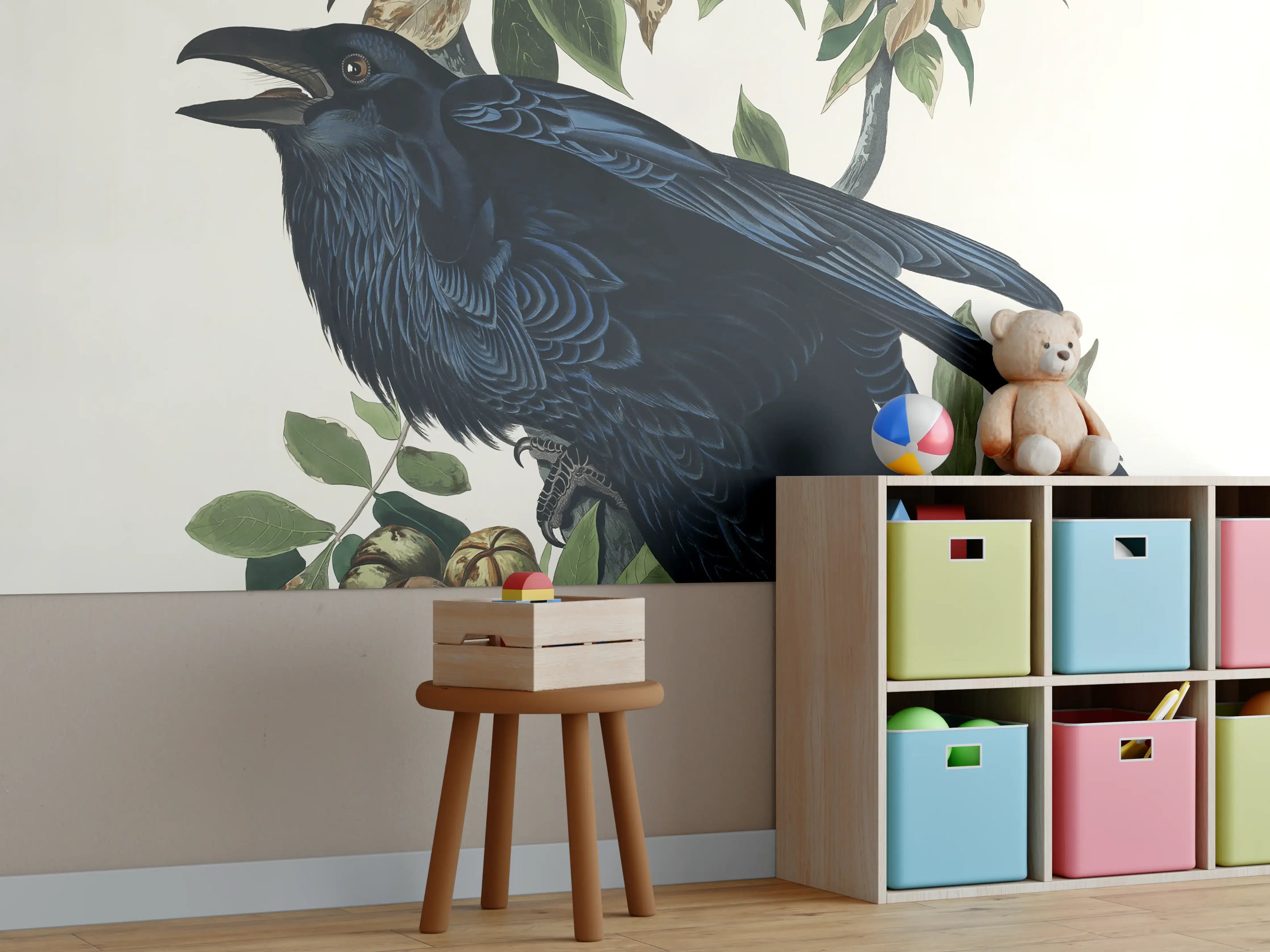 Kinderzimmer Wandgestaltung - Raben Portrait - John James Audubon