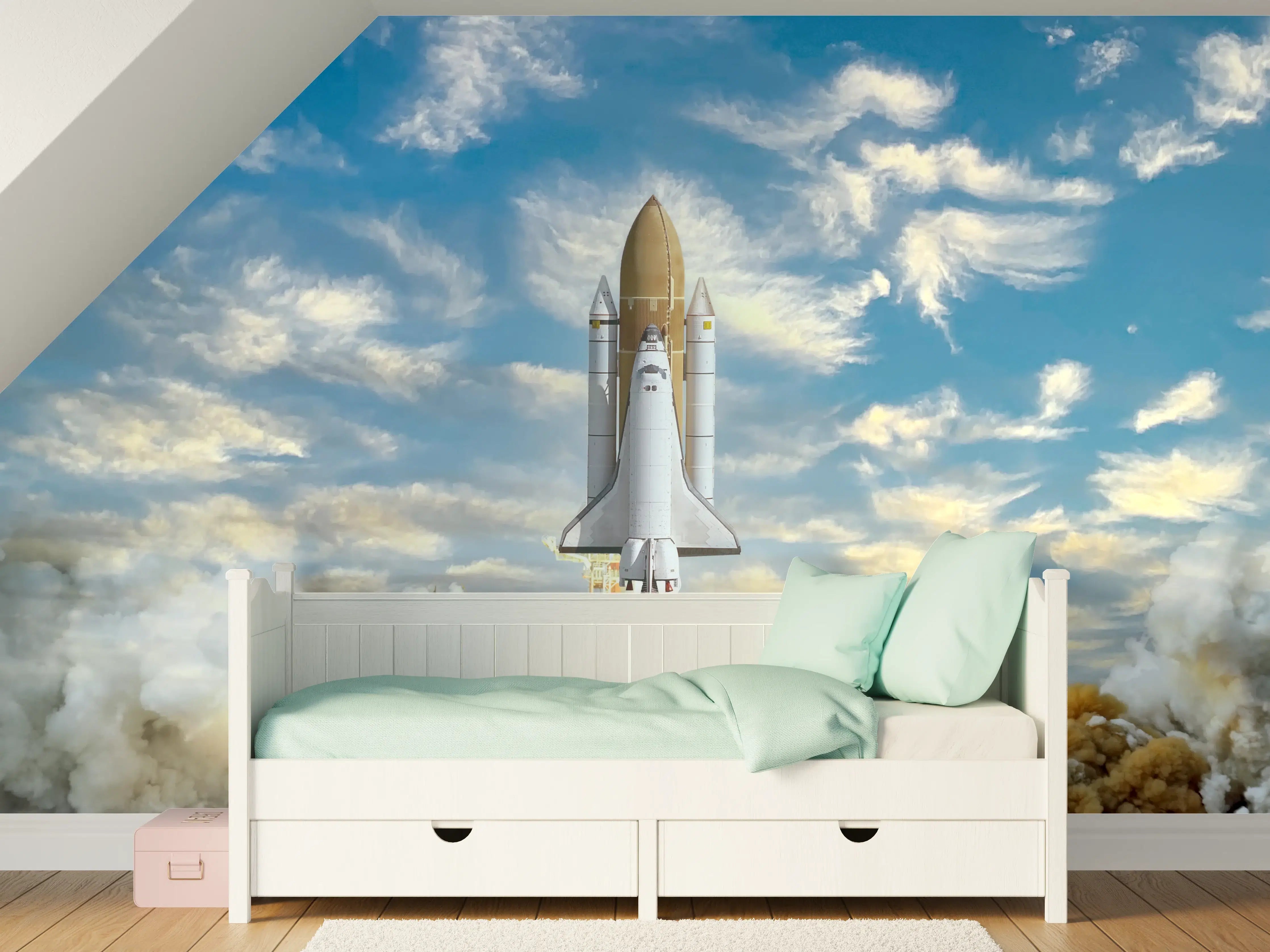 Kinderzimmer Wandgestaltung - Rakete startet ins All