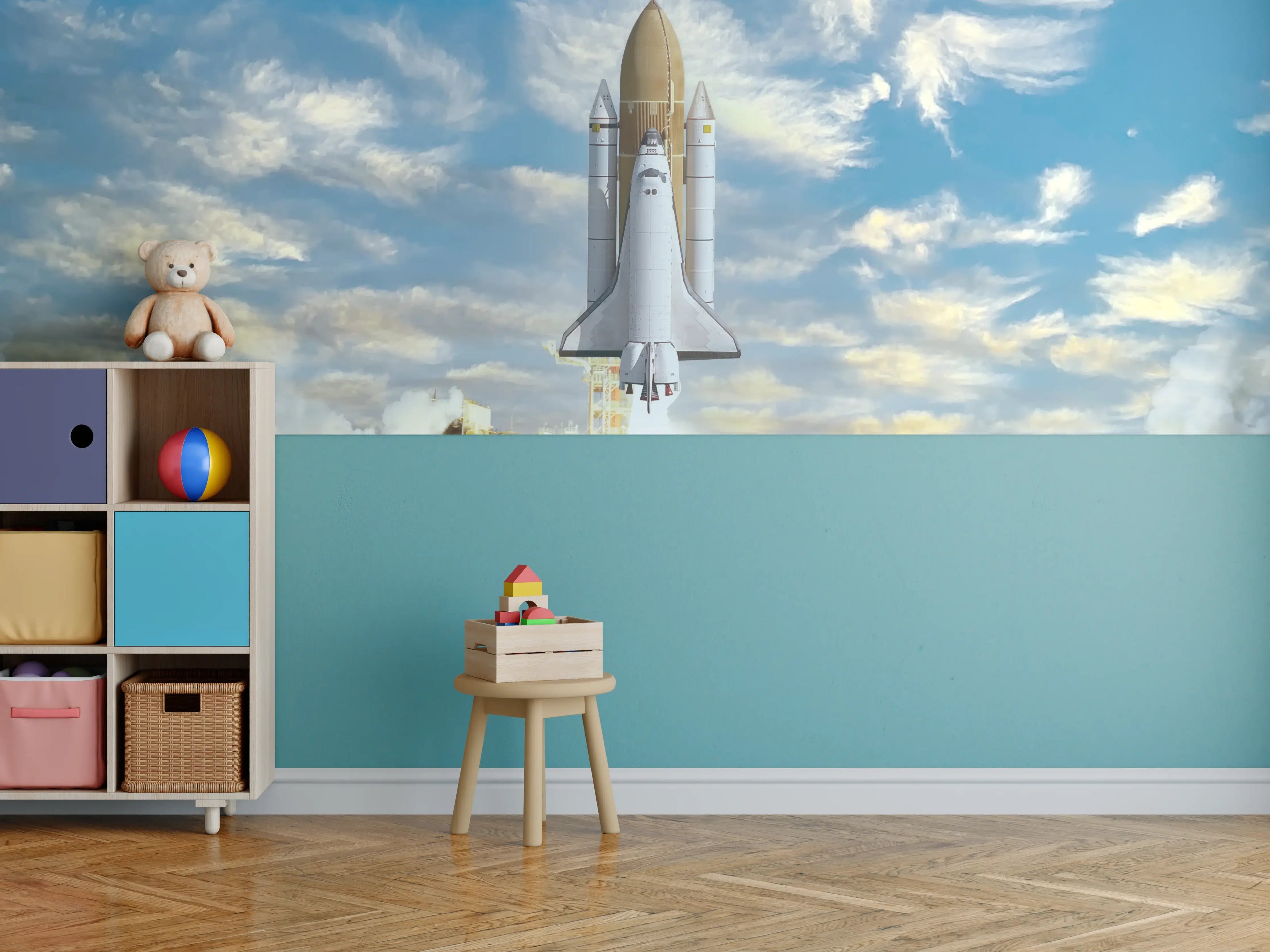 Kinderzimmer Wandgestaltung - Rakete startet ins All