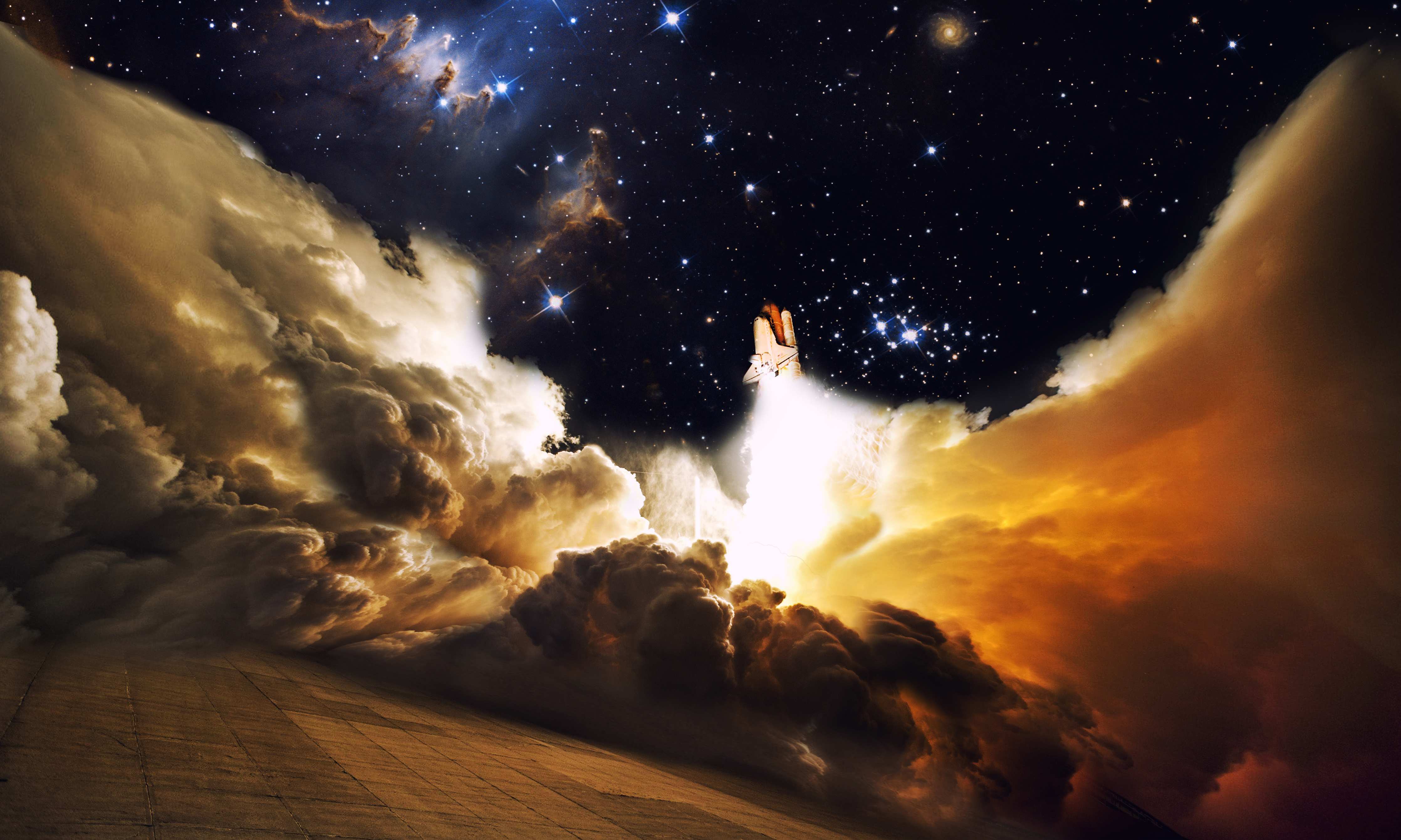 Kinderzimmer Wandgestaltung-Raketenstart ins Weltall