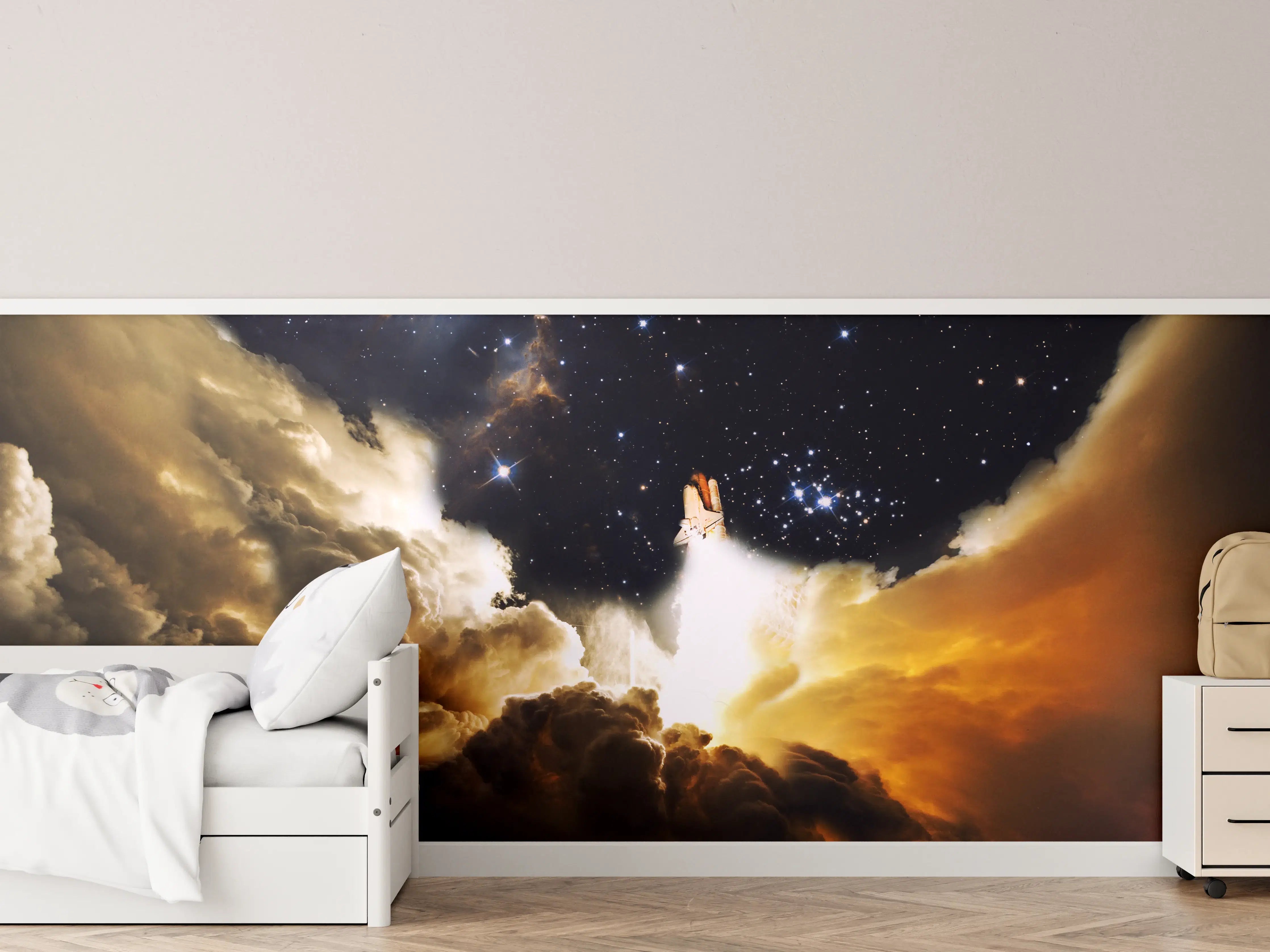 Kinderzimmer Wandgestaltung - Raketenstart ins Weltall