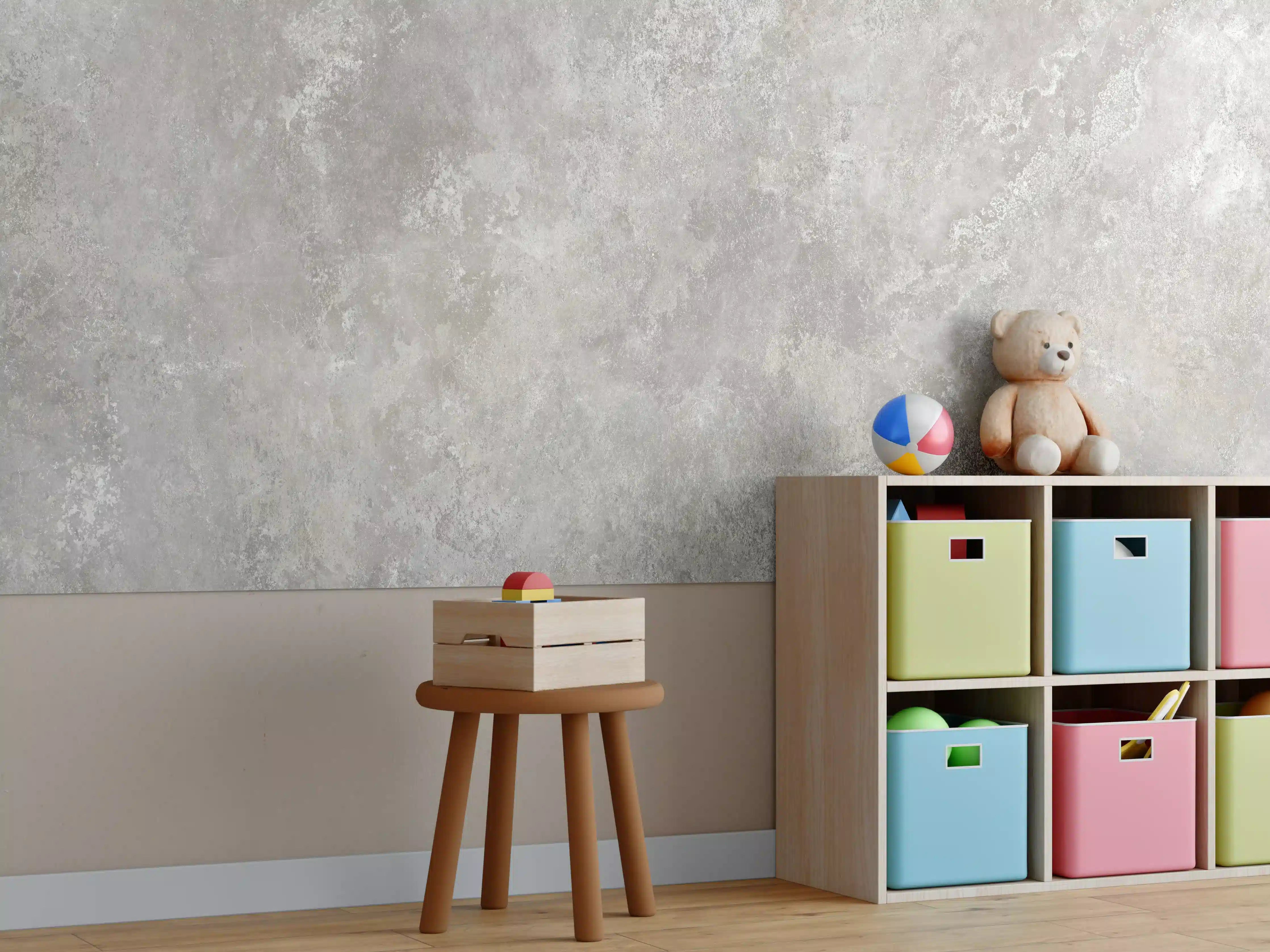 Kinderzimmer Wandgestaltung - Raue Zement Struktur