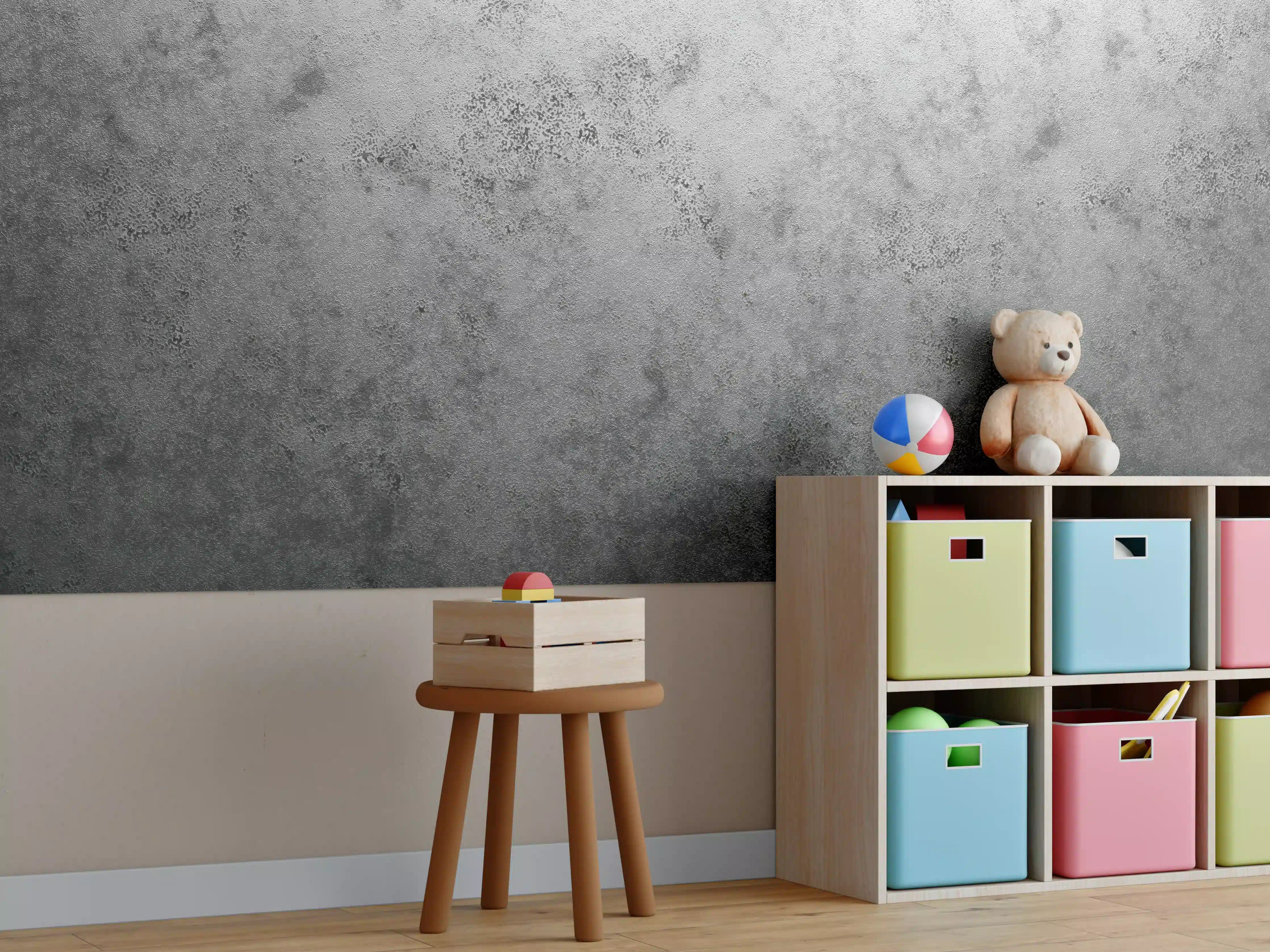 Kinderzimmer Wandgestaltung - Raue metallische Oberfläche