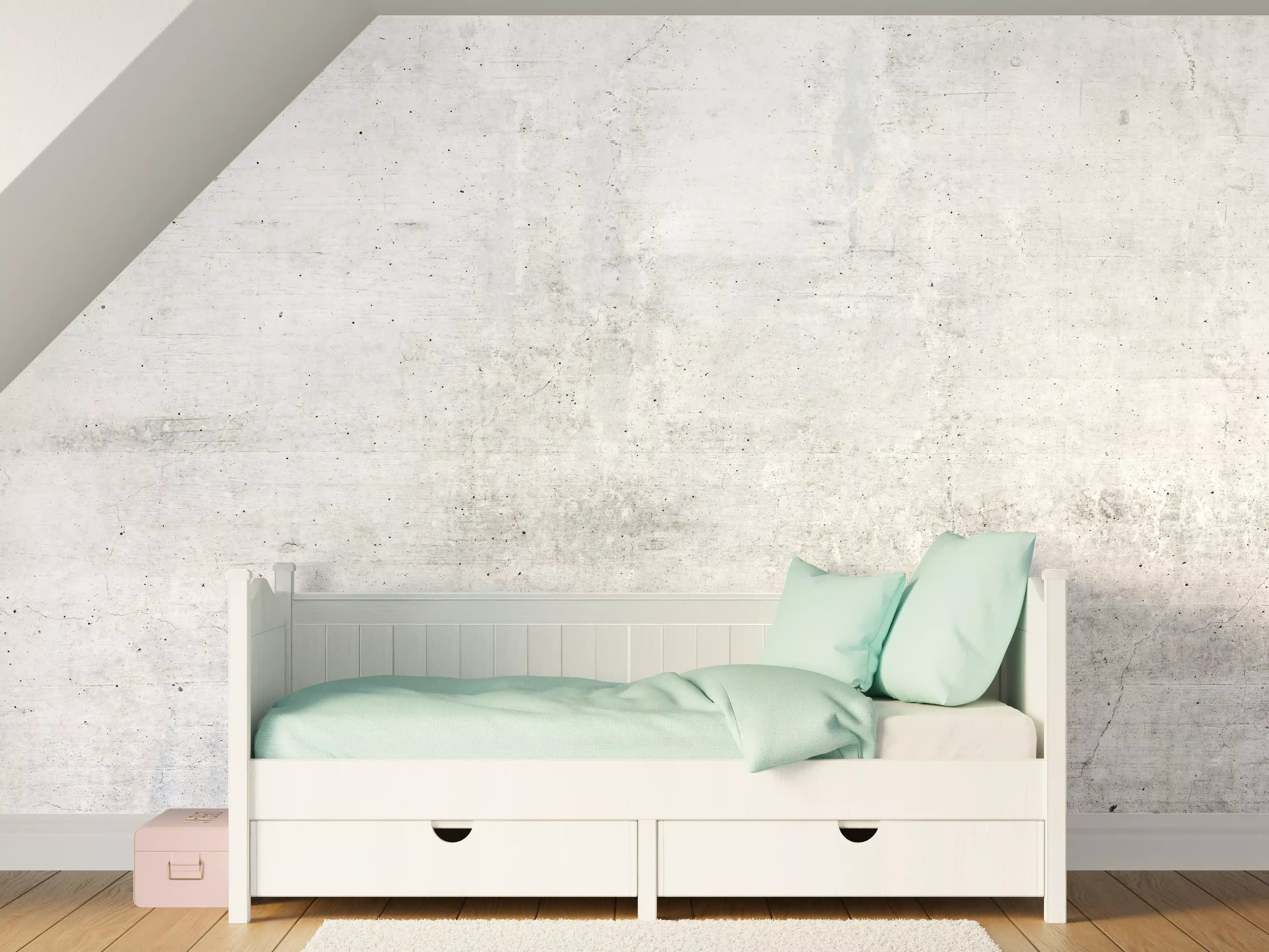 Kinderzimmer Wandgestaltung - Rauer weißer Beton