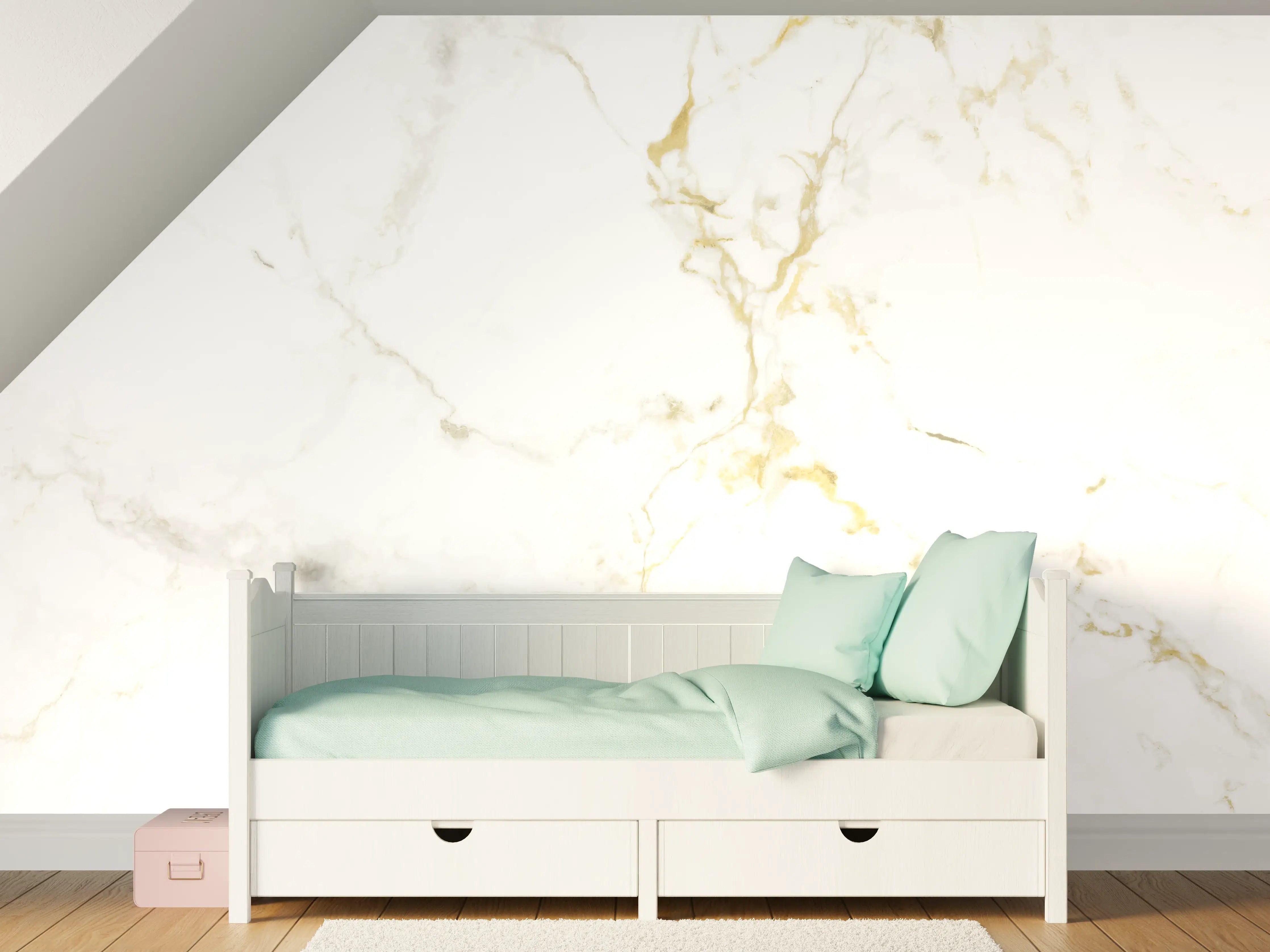 Kinderzimmer Wandgestaltung - Realistische Goldmarmor Textur