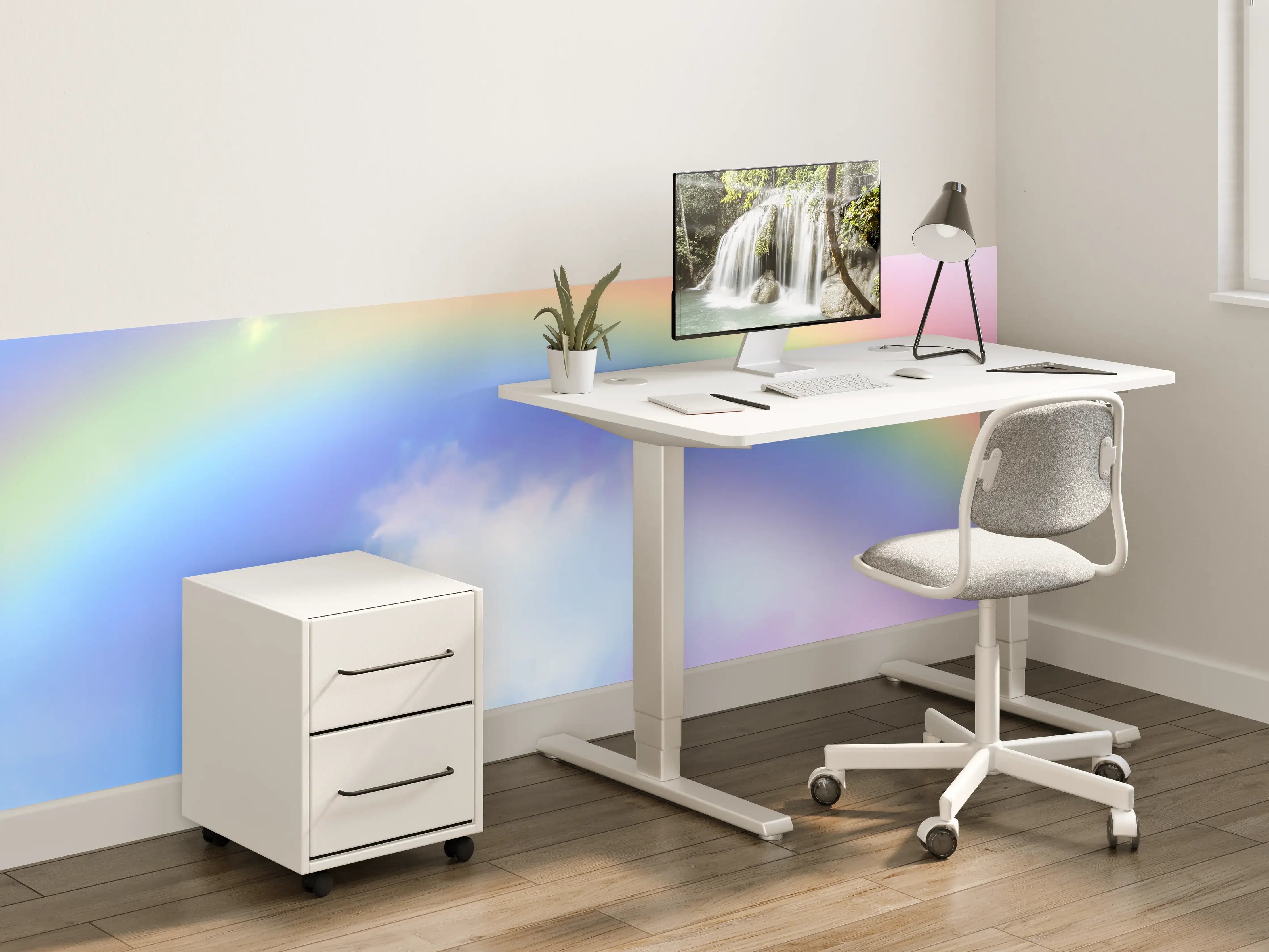 Kinderzimmer Wandgestaltung - Regenbogen im Wolkenhimmel