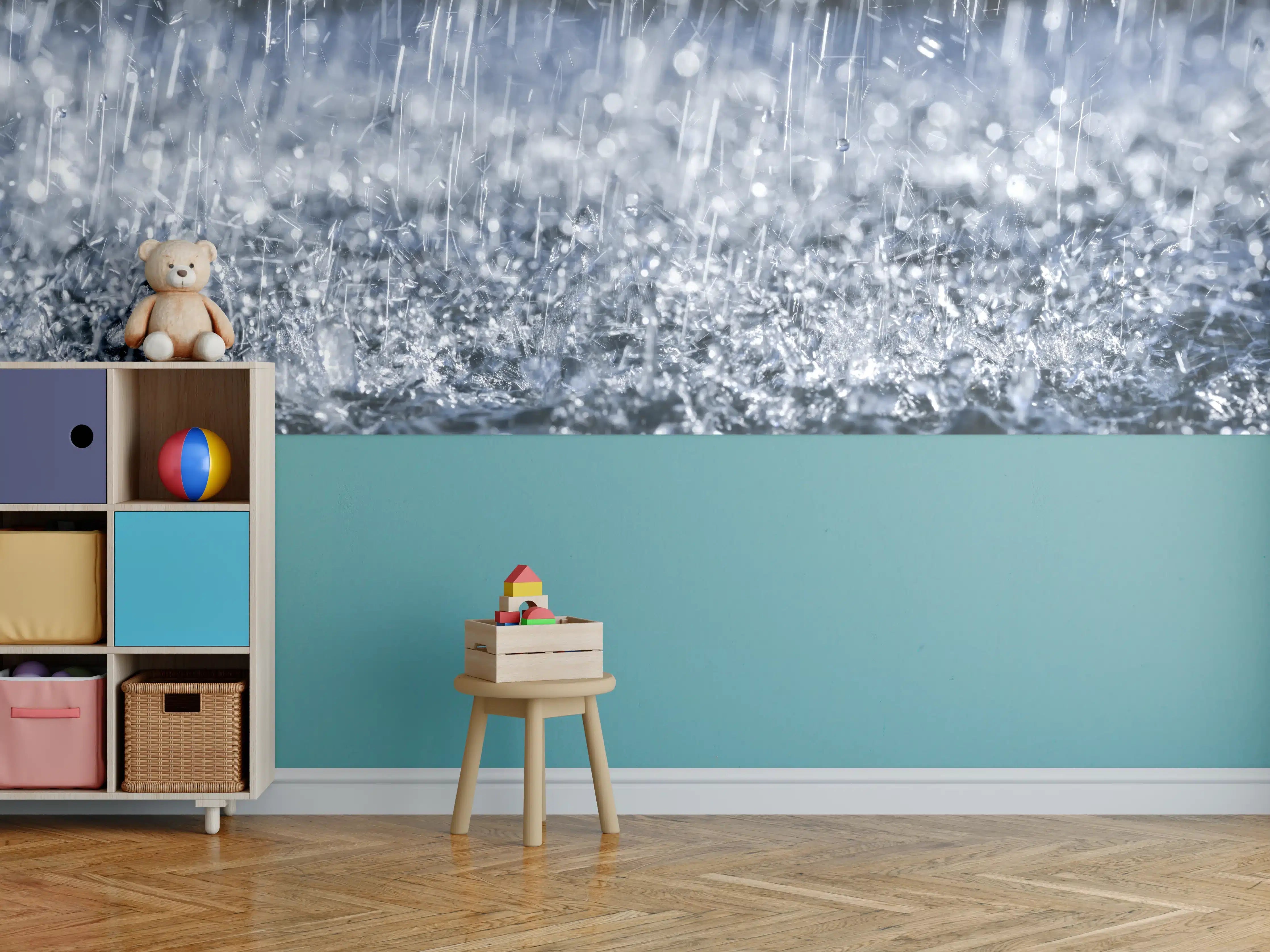Kinderzimmer Wandgestaltung - Regentropfen im Detail