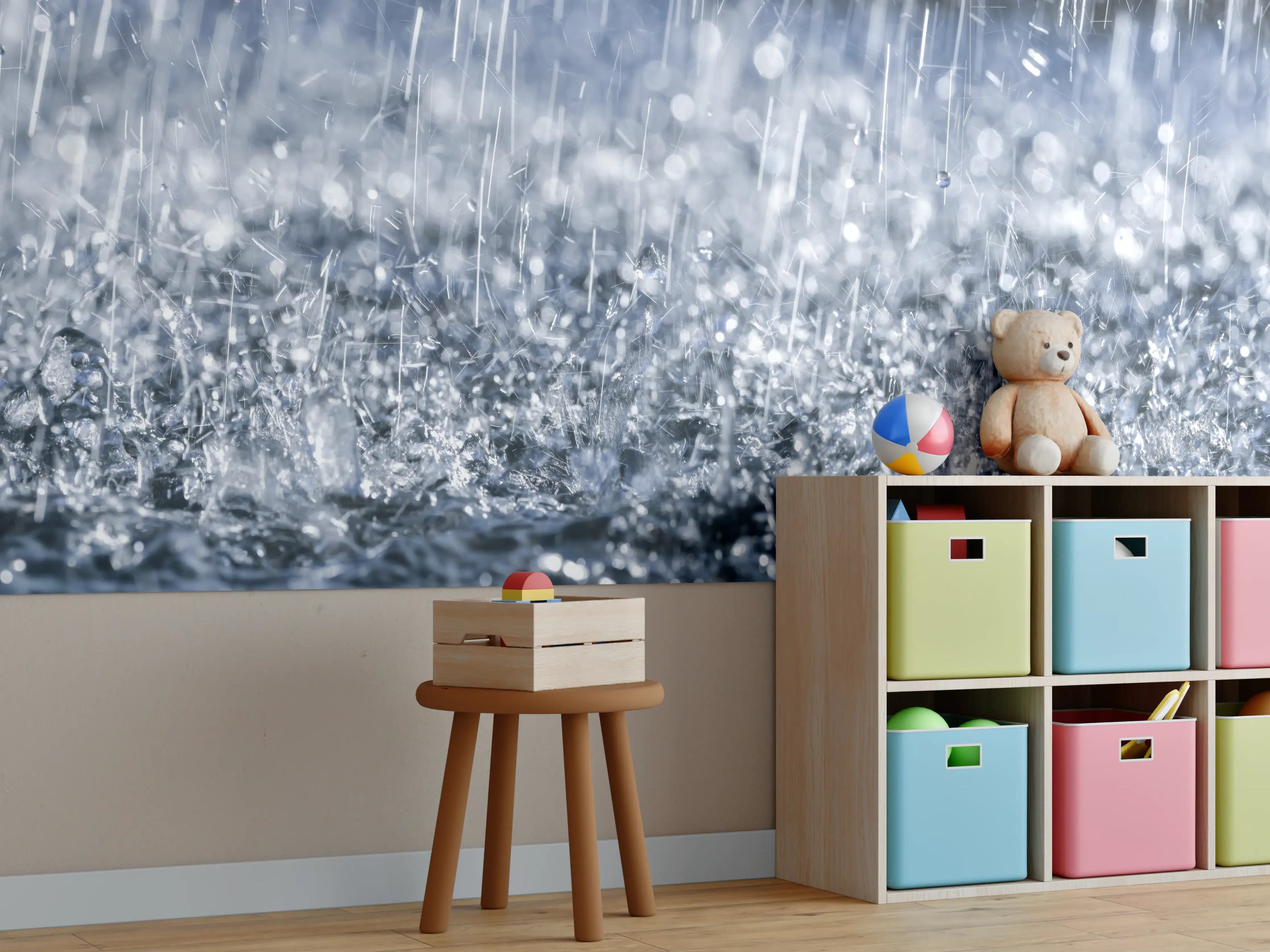 Kinderzimmer Wandgestaltung - Regentropfen im Detail