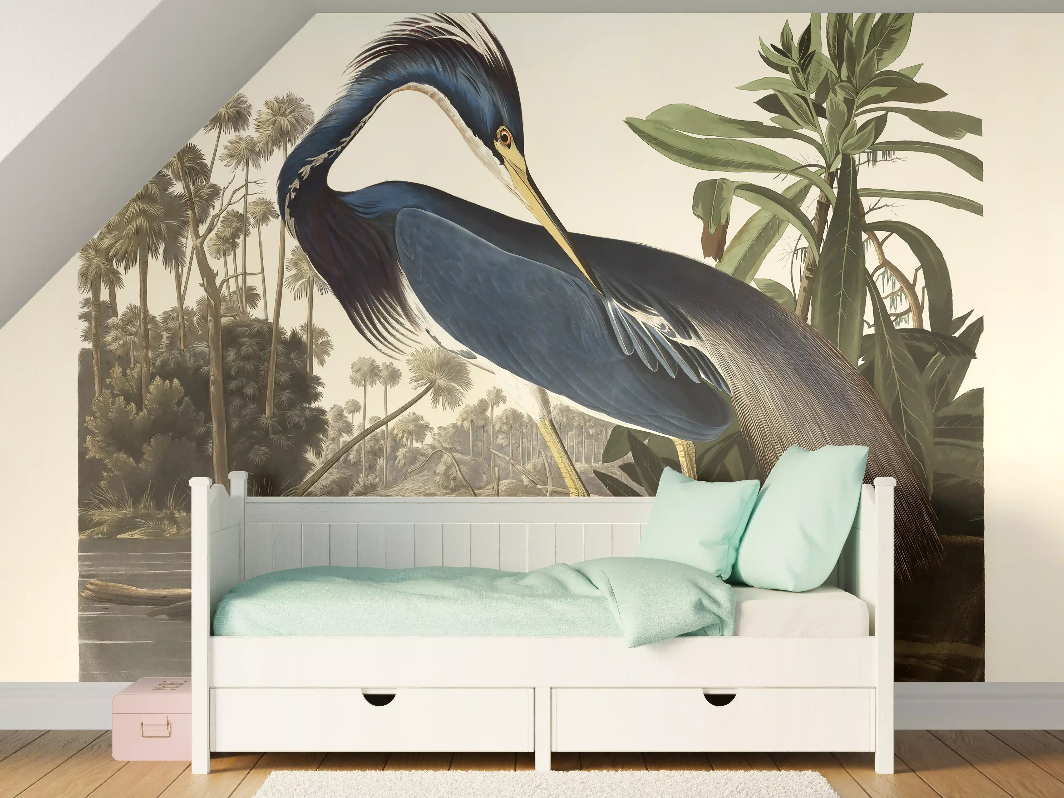 Kinderzimmer Wandgestaltung - Reiher Portrait - John James Audubon