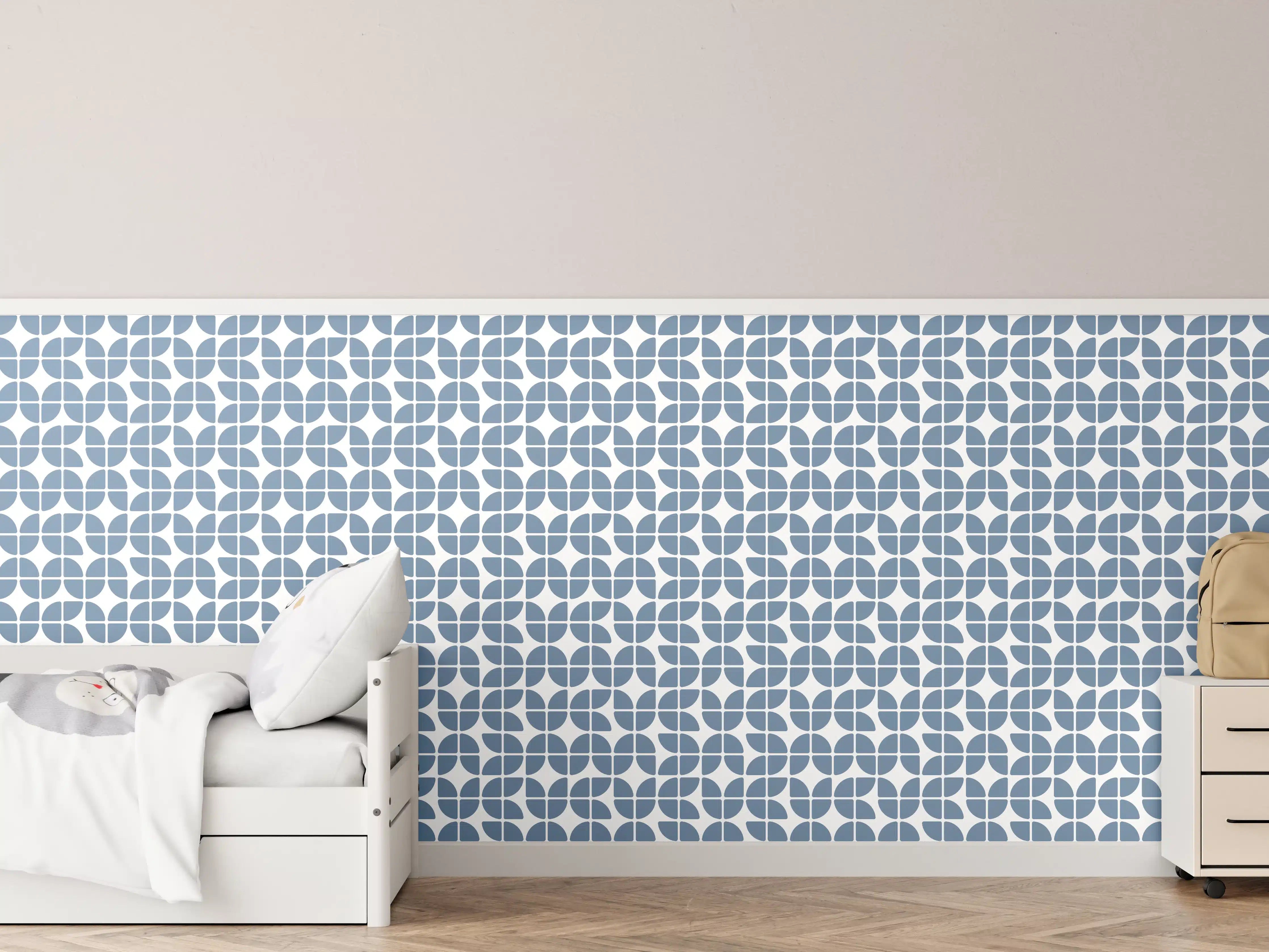 Kinderzimmer Wandgestaltung - Retro-Blau-Azzurro-Muster