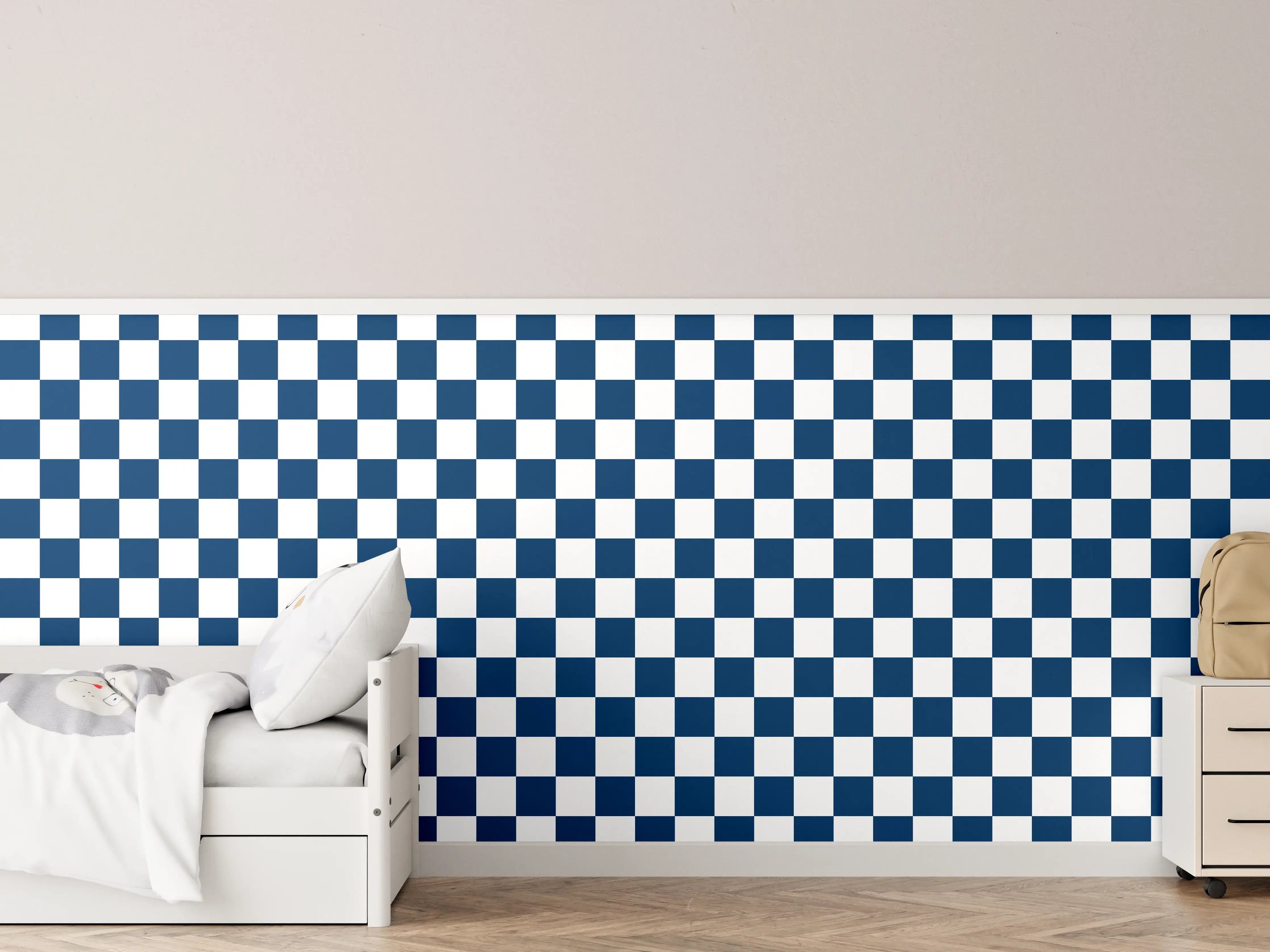 Kinderzimmer Wandgestaltung - Retro Blau Nacht-Design