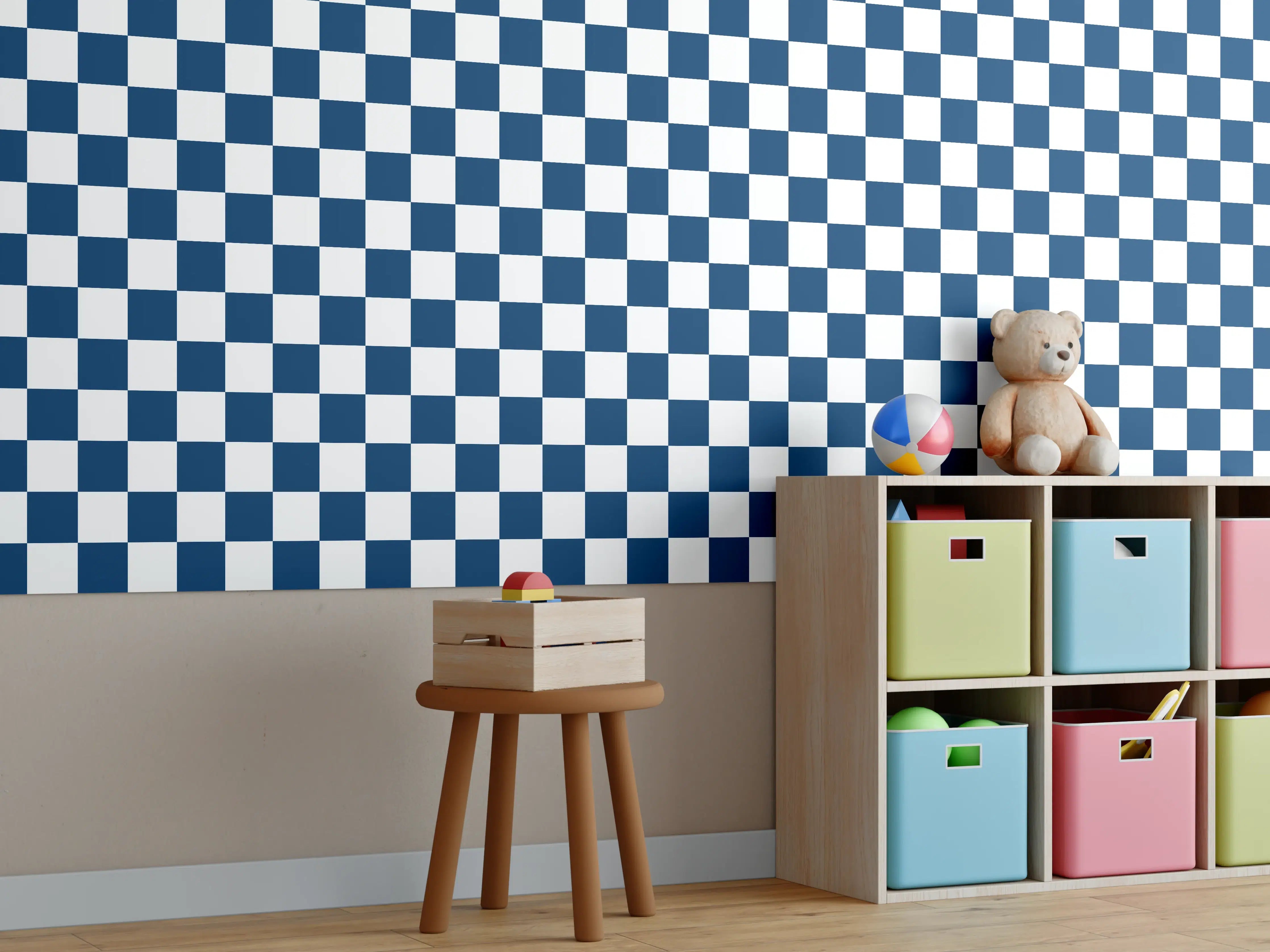 Kinderzimmer Wandgestaltung - Retro Blau Nacht-Design
