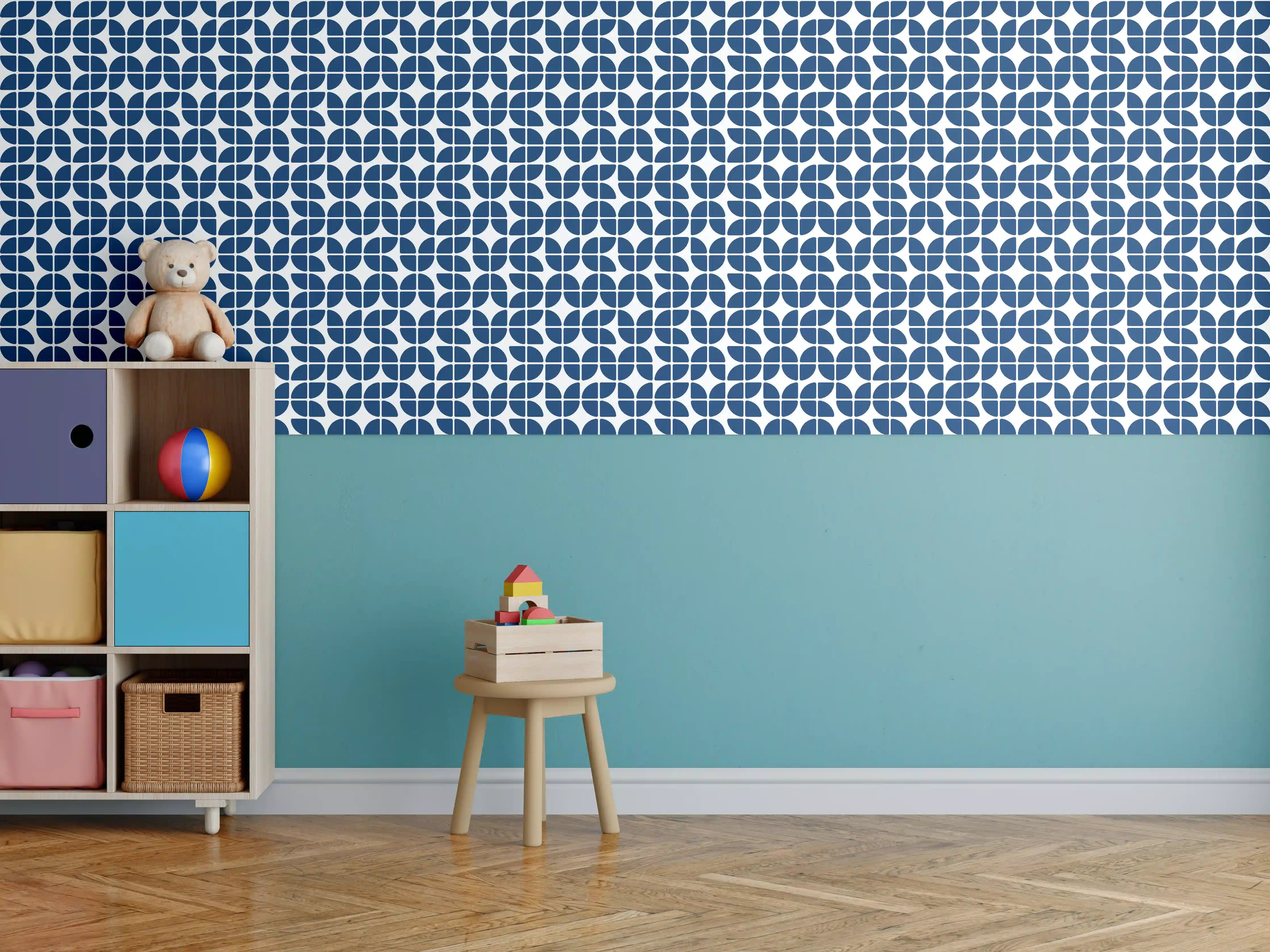 Kinderzimmer Wandgestaltung - Retro-Grazia-Blau-Nacht