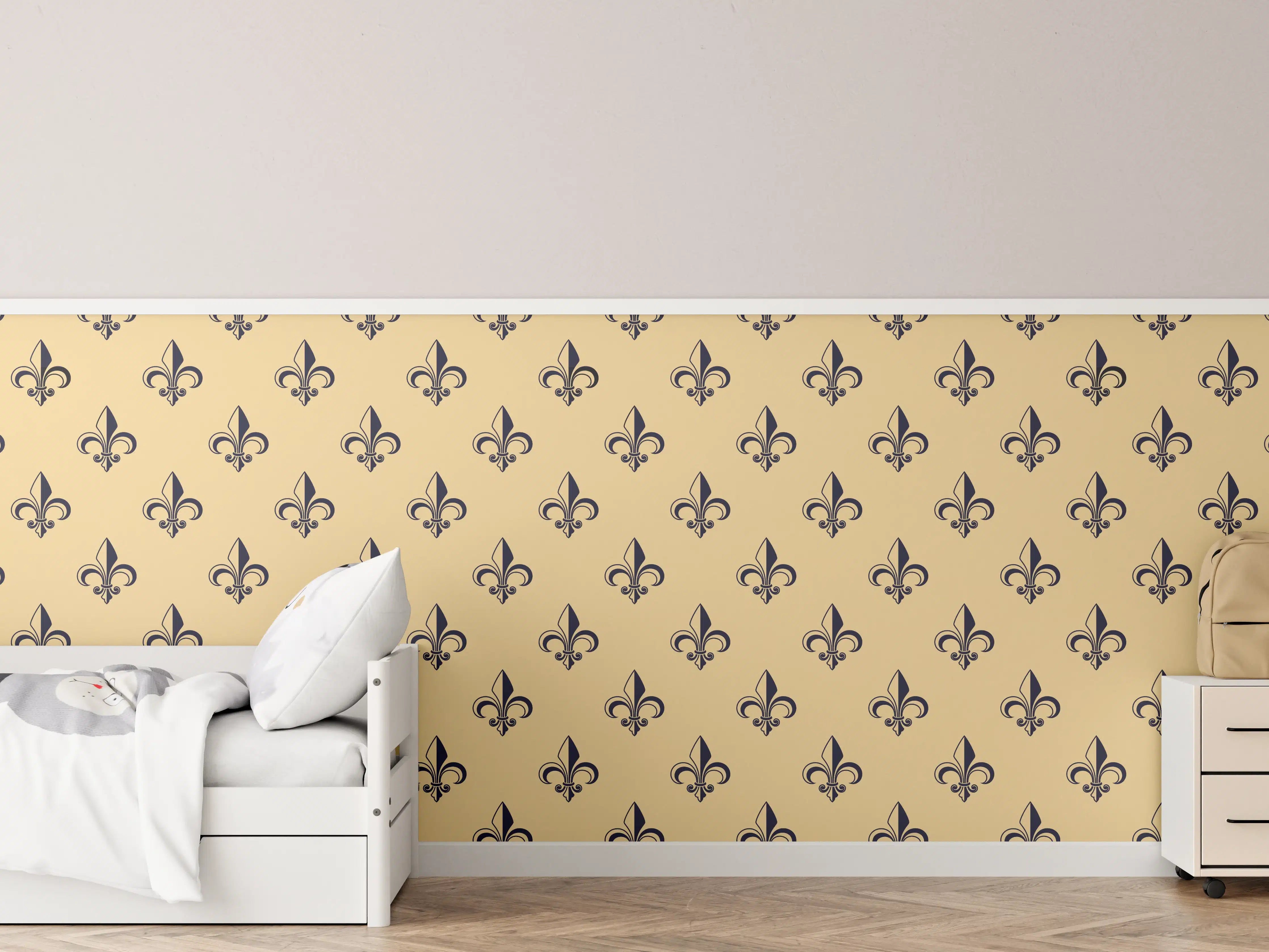 Kinderzimmer Wandgestaltung - Retro-Muster Gold Braun