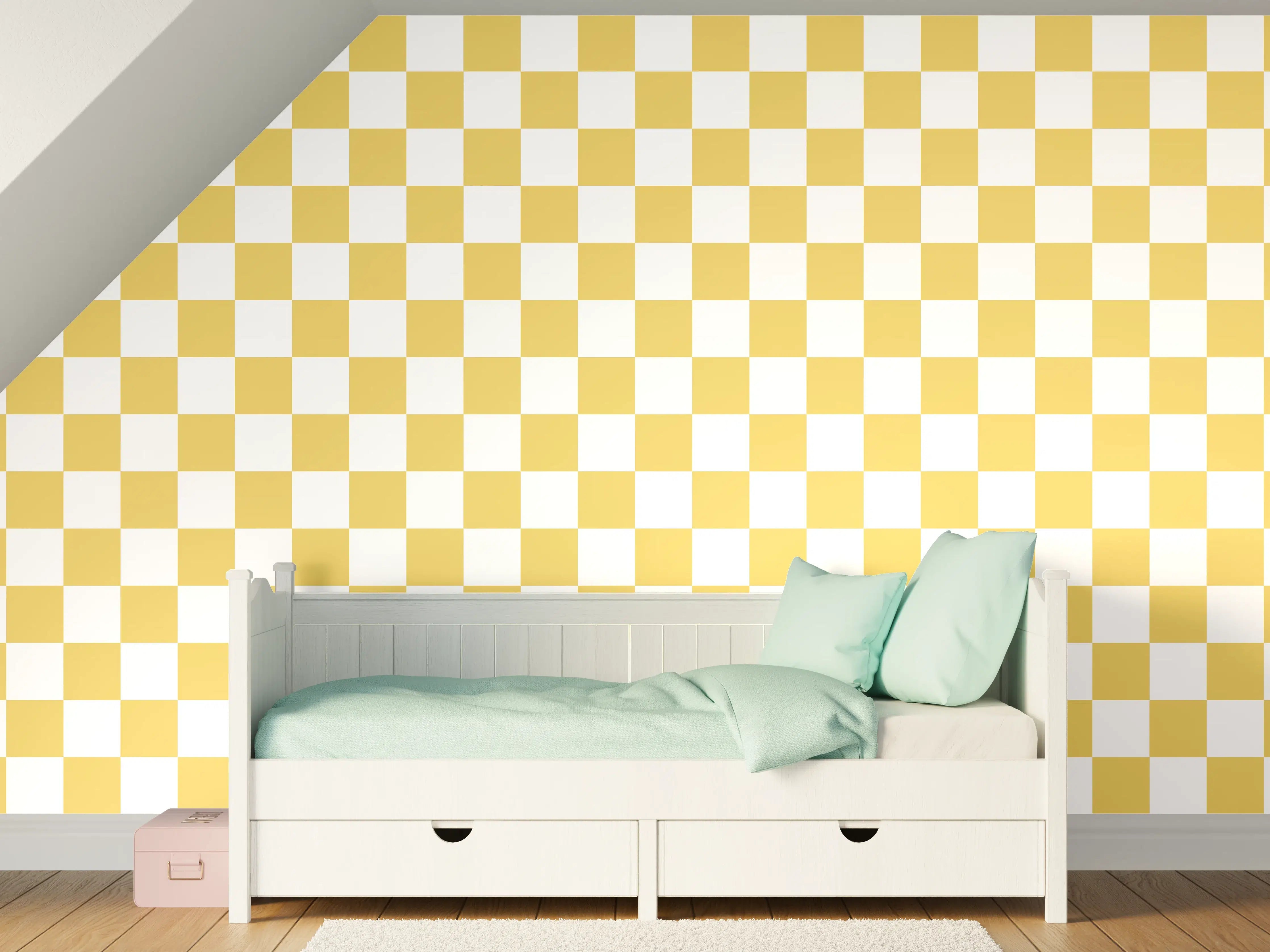 Kinderzimmer Wandgestaltung - Retro-Scacco-Gold Design