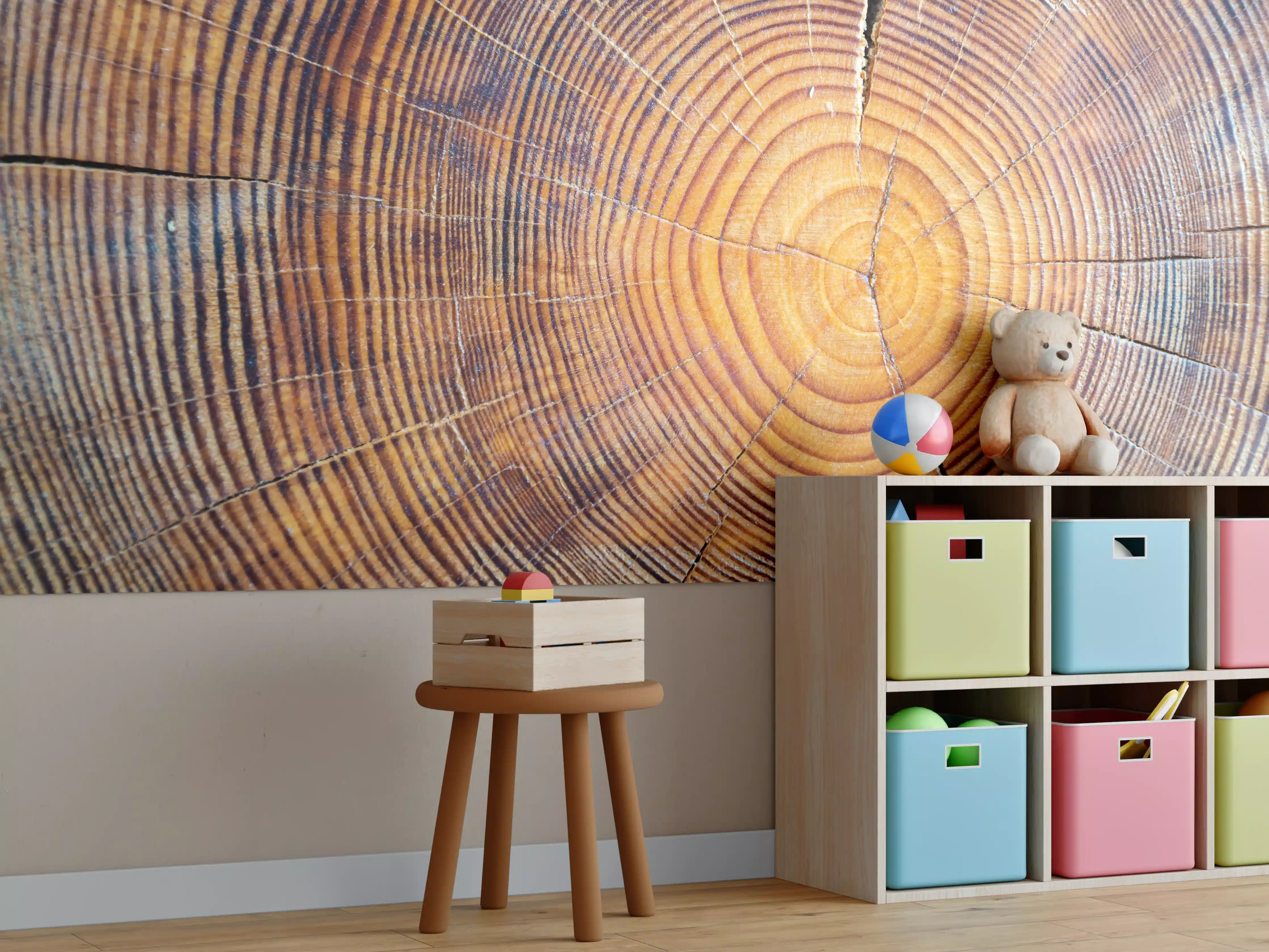 Kinderzimmer Wandgestaltung - Rissiger Holzstumpf